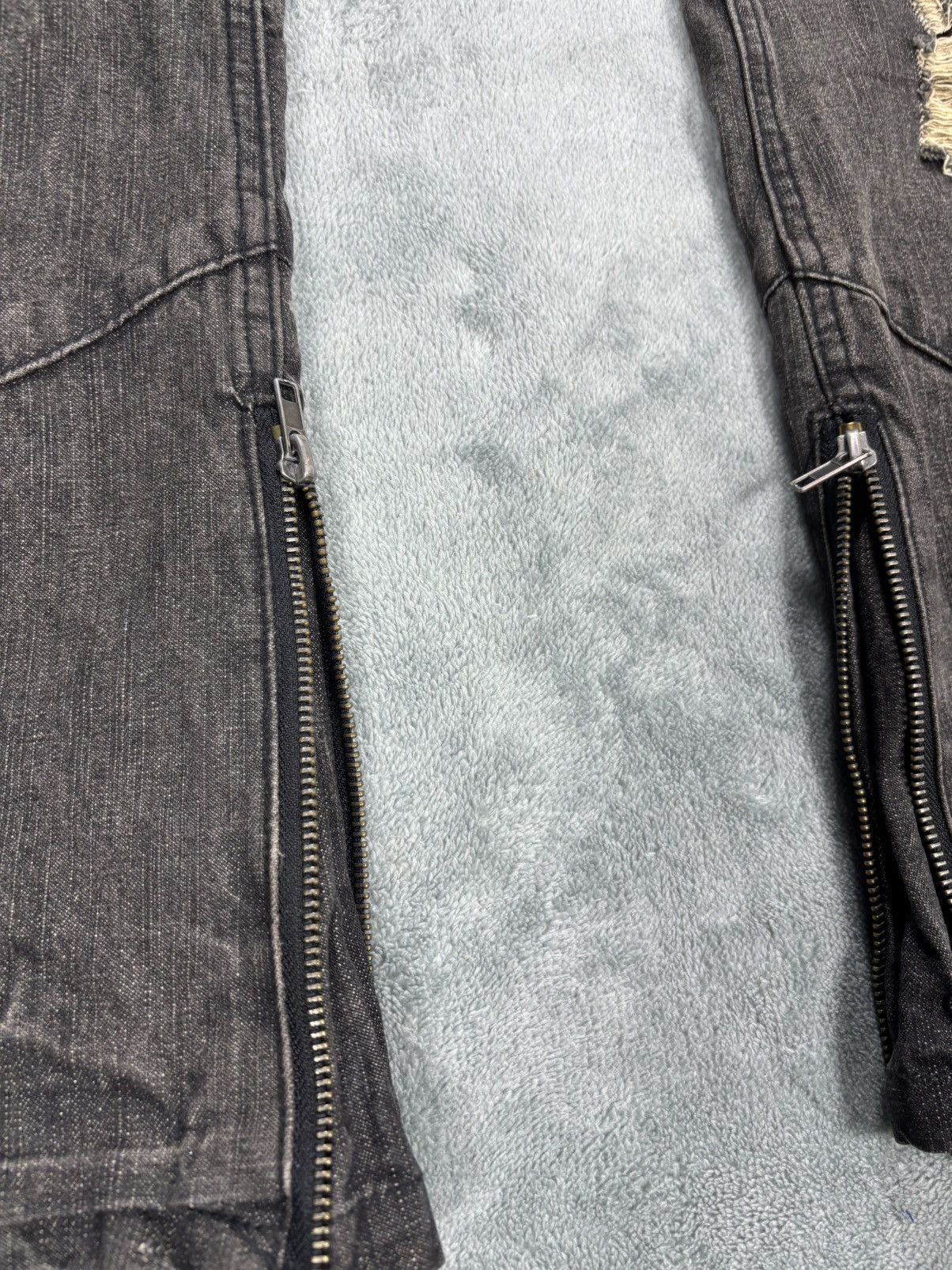 14th Addiction Black Boccaro Bondage Distressed Flared Jeans S0222 Size US 29 - 5 Thumbnail