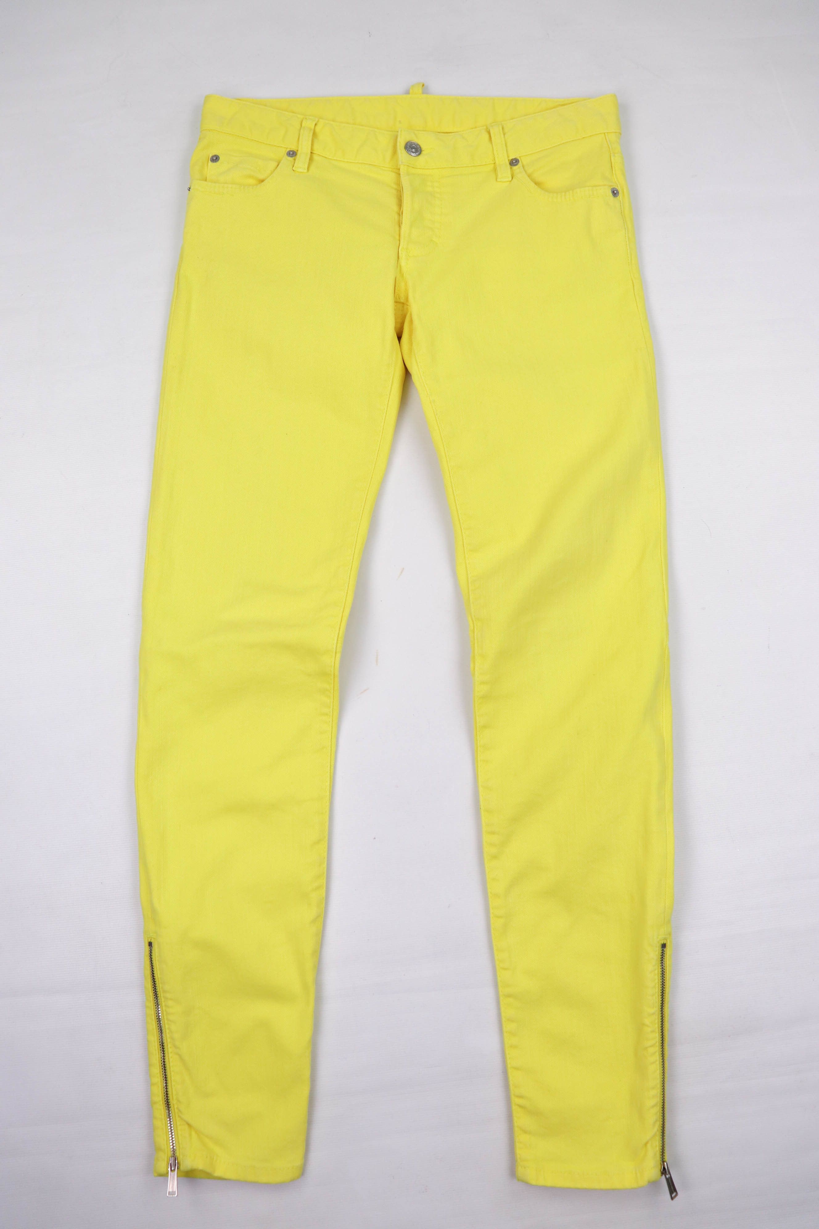 image of Wmns Dsquared2 Yellow Slim Fit Zip Jeans, Women's (Size 28)