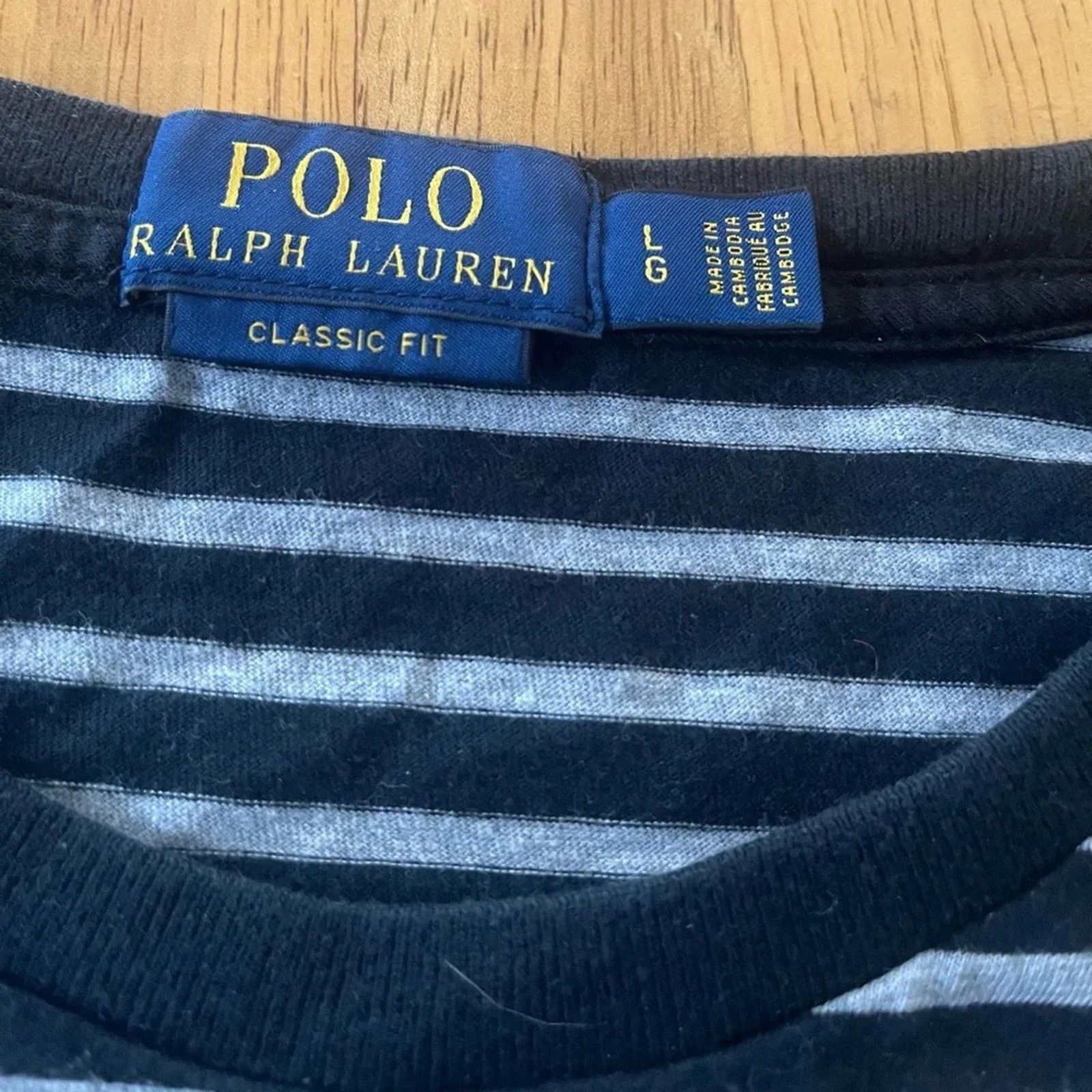 Polo Ralph Lauren Polo Ralph Lauren black/grey striped blue label tee, Large Size US L / EU 52-54 / 3 - 4 Thumbnail