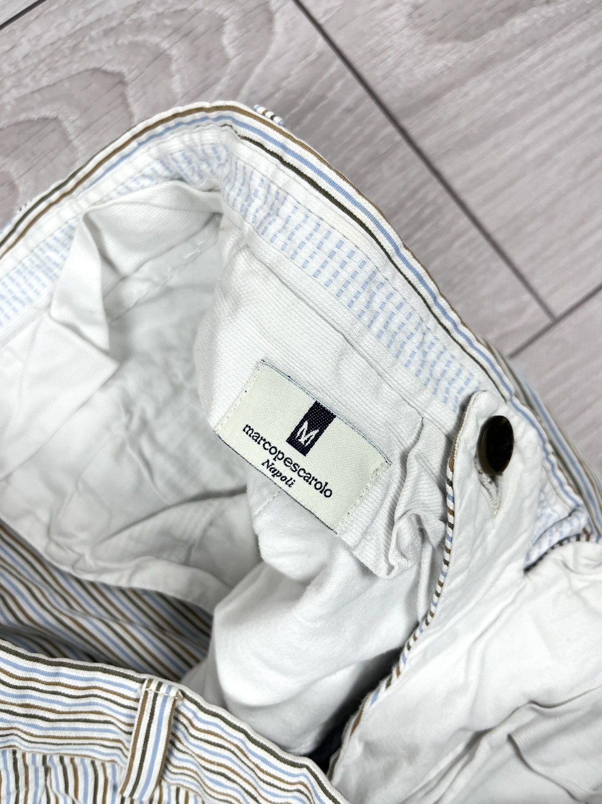 Marco Pescarolo Marco Pescarolo White Cotton Striped Luxury Chinos Pants Size US 34 / EU 50 - 9 Thumbnail
