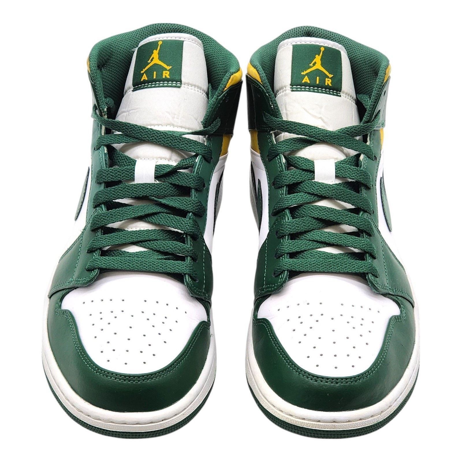 Jordan Brand 1 Mid 554724-371 Leather Sneakers Noble Green US 11 Size US 11 / EU 44 - 4 Thumbnail