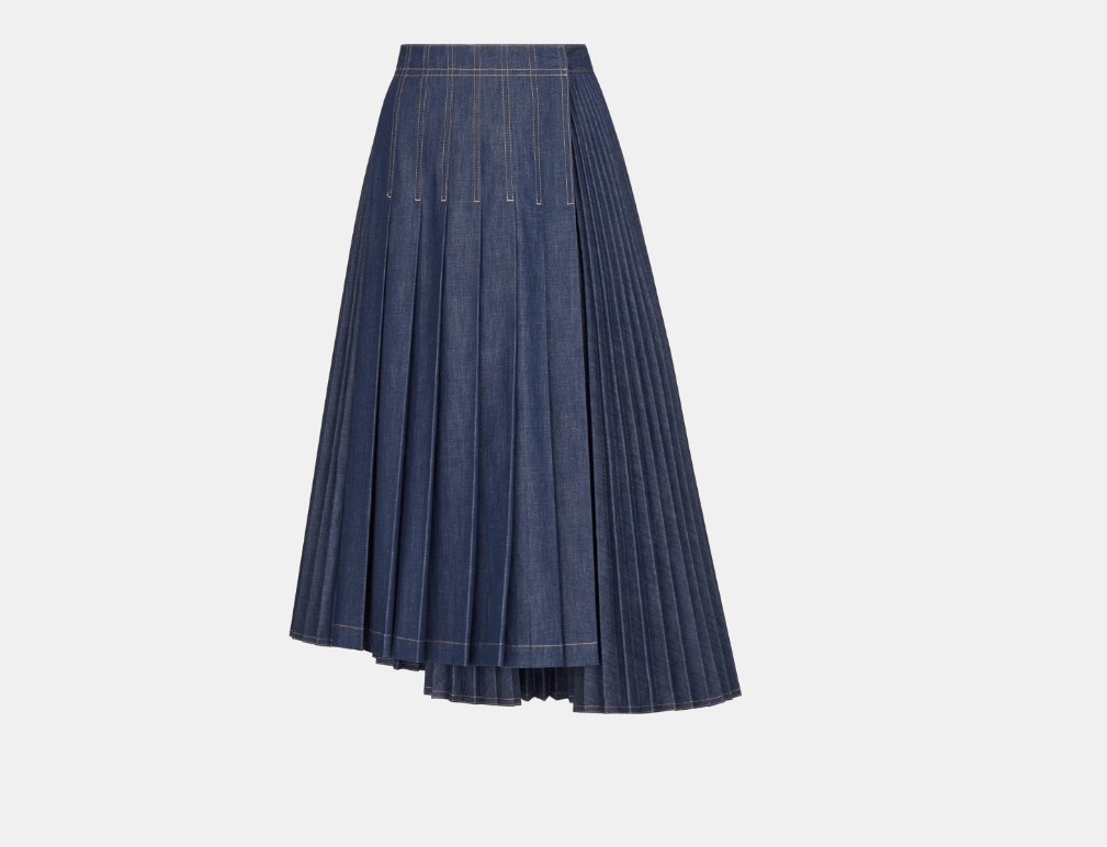 o1w1db10224 Asymmetric Mid-Length Skirt in Blue