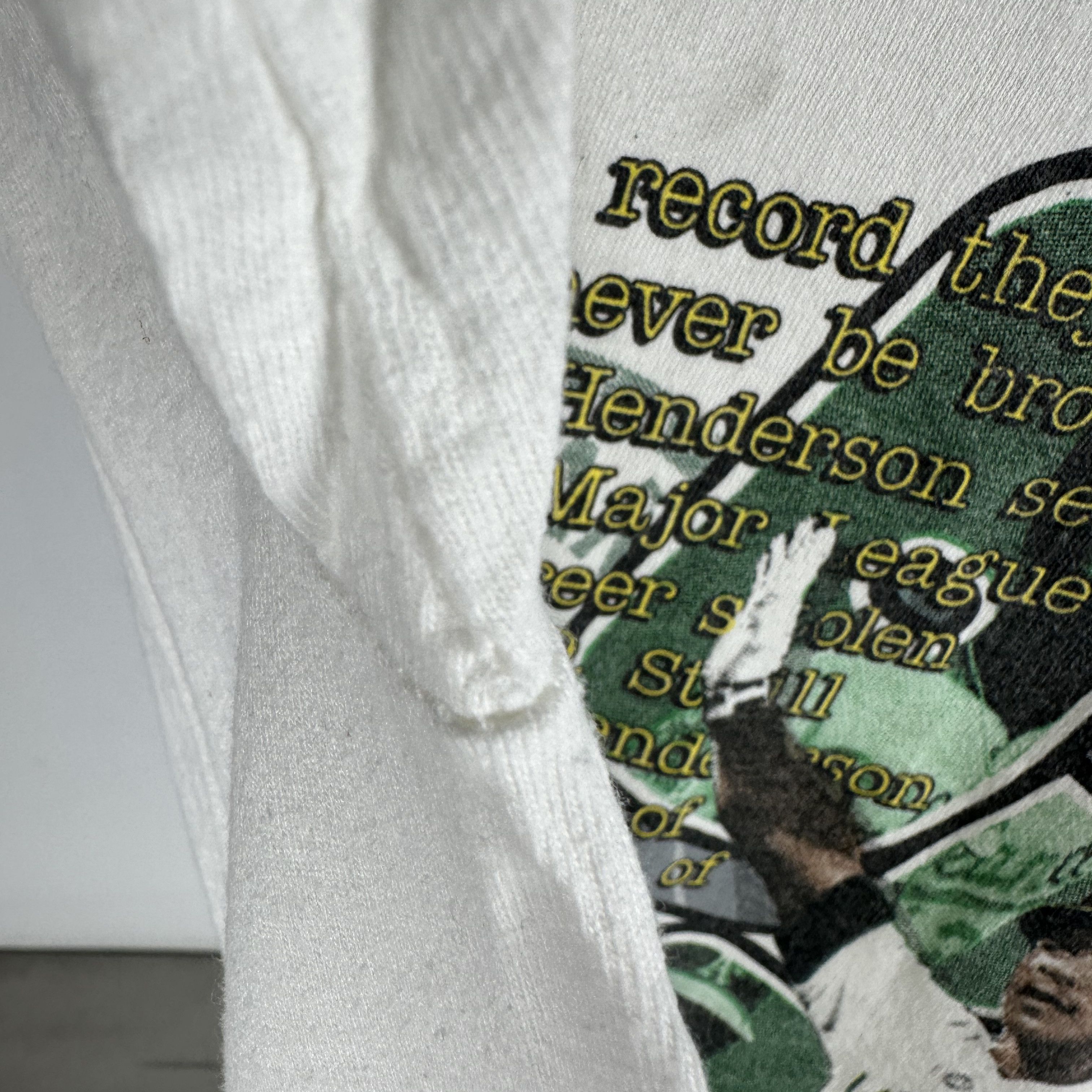 Vintage 1990 Rickey Henderson Oakland Athletics MLB Salem T-Shirt Size US L / EU 52-54 / 3 - 8 Thumbnail