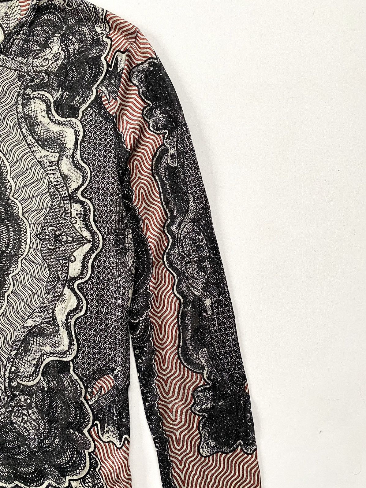 Jean Paul Gaultier SS94 Jean Paul Gaultier Dollar Banknote Tattoo Silk Mesh Top Size XS / US 0-2 / IT 36-38 - 6 Thumbnail