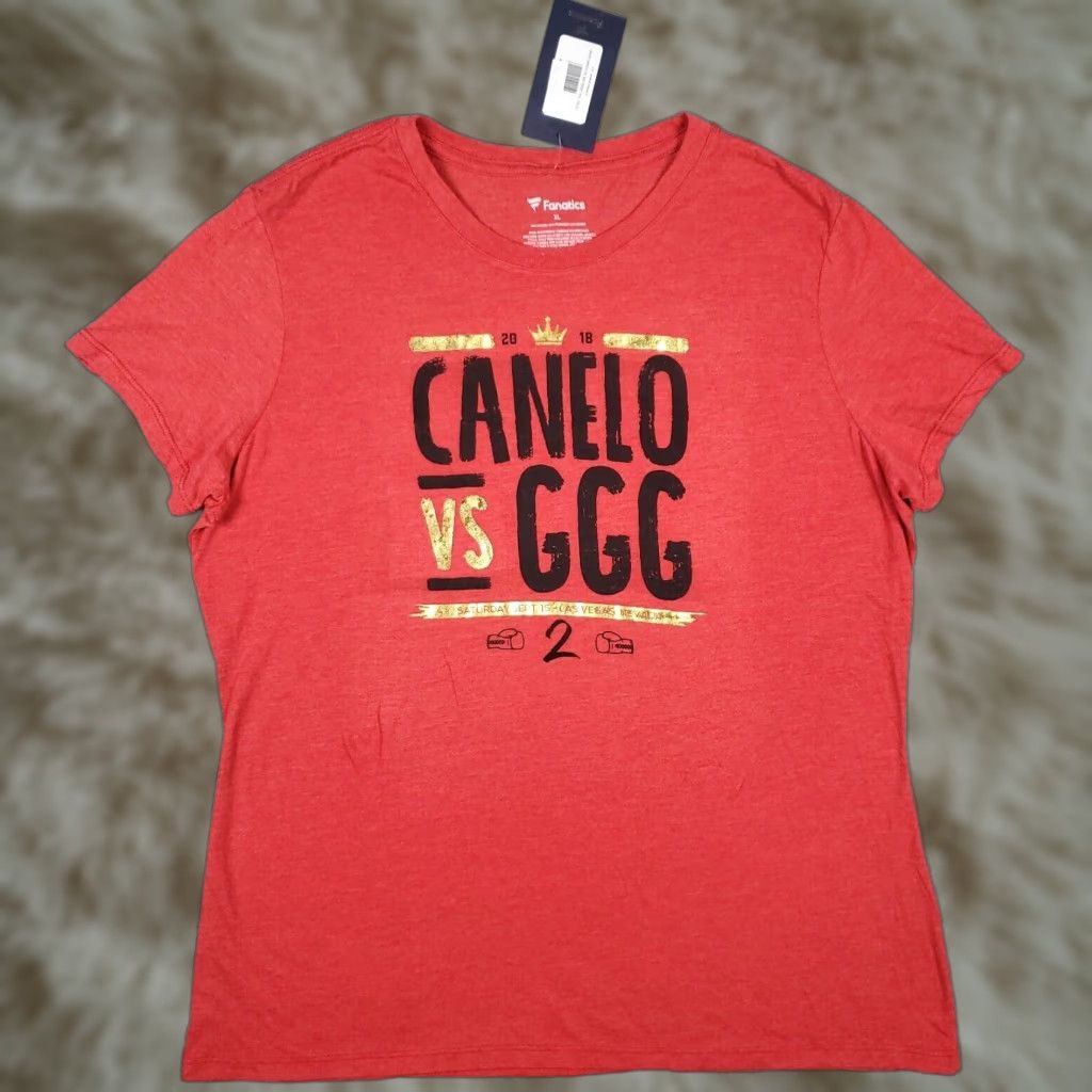 Vintage 2018 Canelo Alvarez vs Gennady Golovkin GGG 2 Boxing T-Shirt Women's XL Size Red Fanatics Crew Neck Short Sleeve 90s Sports Size XL / US 12-14 / IT 48-50 - 1 Thumbnail