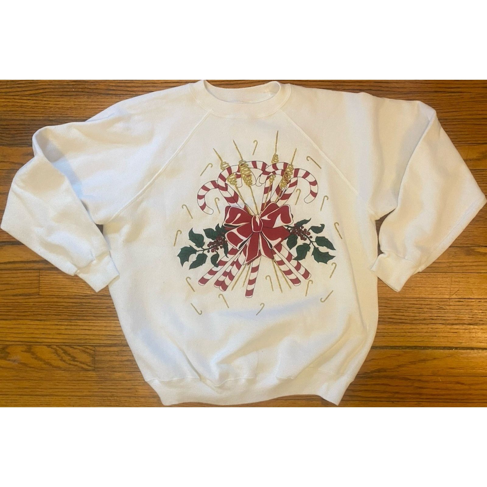 Hanes VTG Hanes Christmas Candy Cane Sweatshirt USA Women’s XL Size XL / US 12-14 / IT 48-50 - 1 Thumbnail