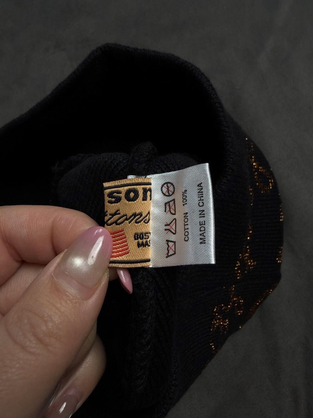Vanson Leathers Vtg Vanson Leathers Gold Graphic No Cuff Knit Beanie Hat Blk Size ONE SIZE - 6 Thumbnail
