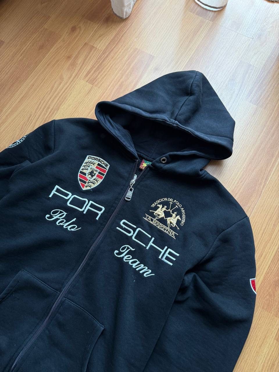 La Martina Vintage Porshe La Martina Black Zip Hoodie Sweatshirt Size US XL / EU 56 / 4 - 2 Thumbnail