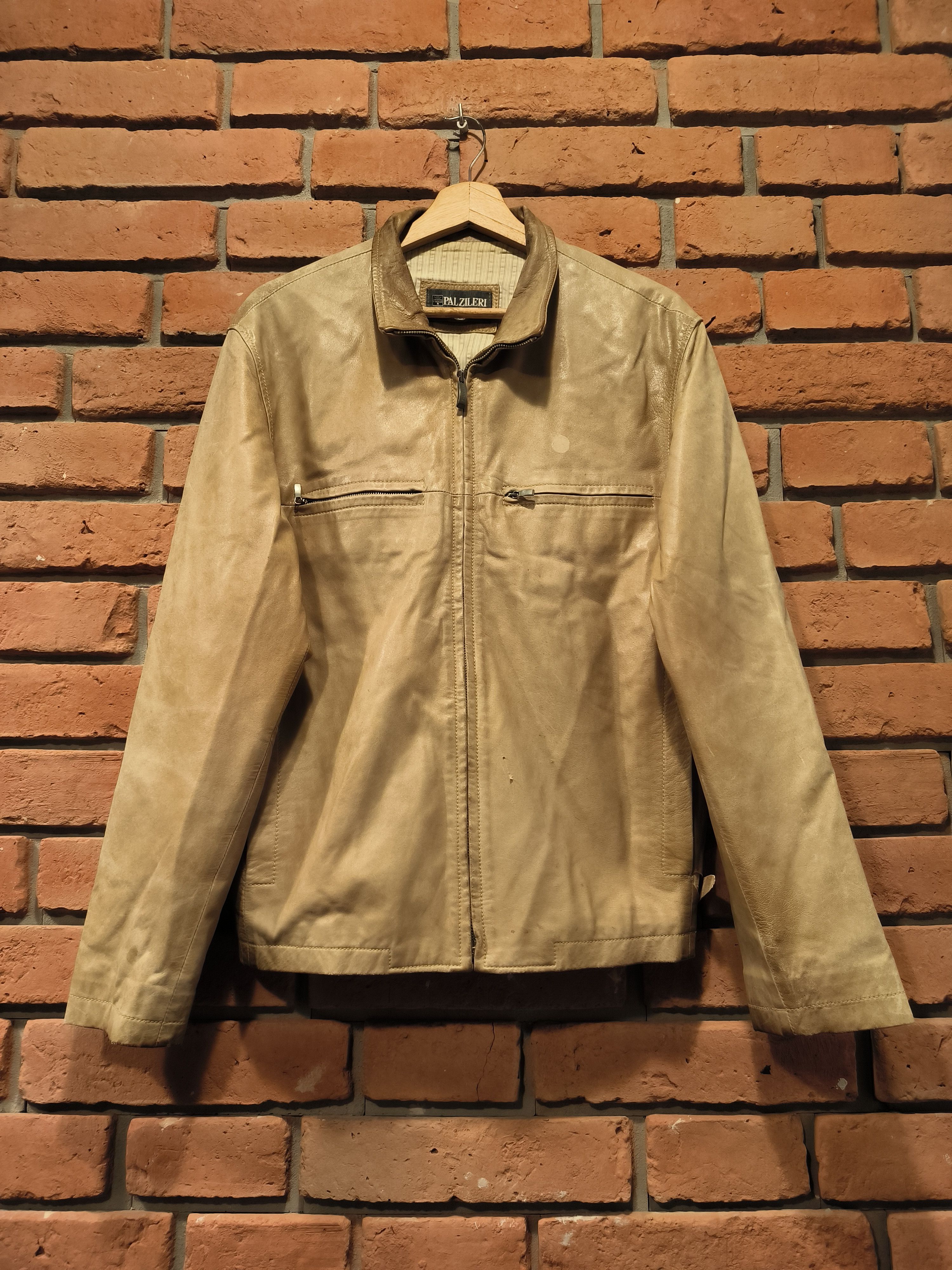 Pal Zileri × Vintage Vintage Pal Zileri Sport Leather Jacket Beige Size US M / EU 48-50 / 2 - 1 Thumbnail