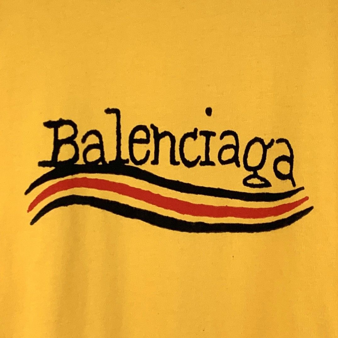 Balenciaga Balenciaga Yellow Logo Printed Short Sleeve T-Shirt K26WX Size US M / EU 48-50 / 2 - 4 Thumbnail