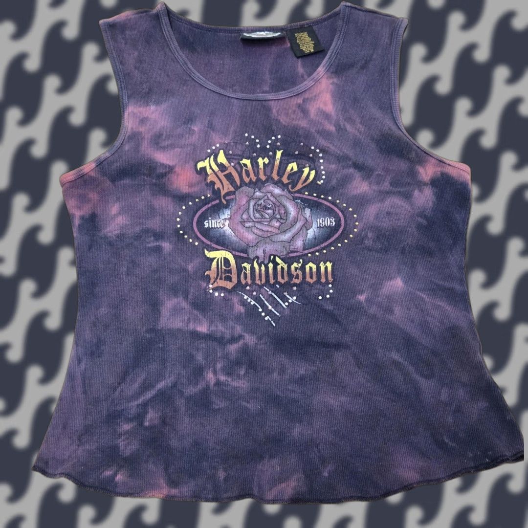 Harley Davidson Harley-Davidson Shirt Tank Top Womens Medium Purple Tie Dye Rose Graphic USA Size M / US 6-8 / IT 42-44 - 1 Thumbnail