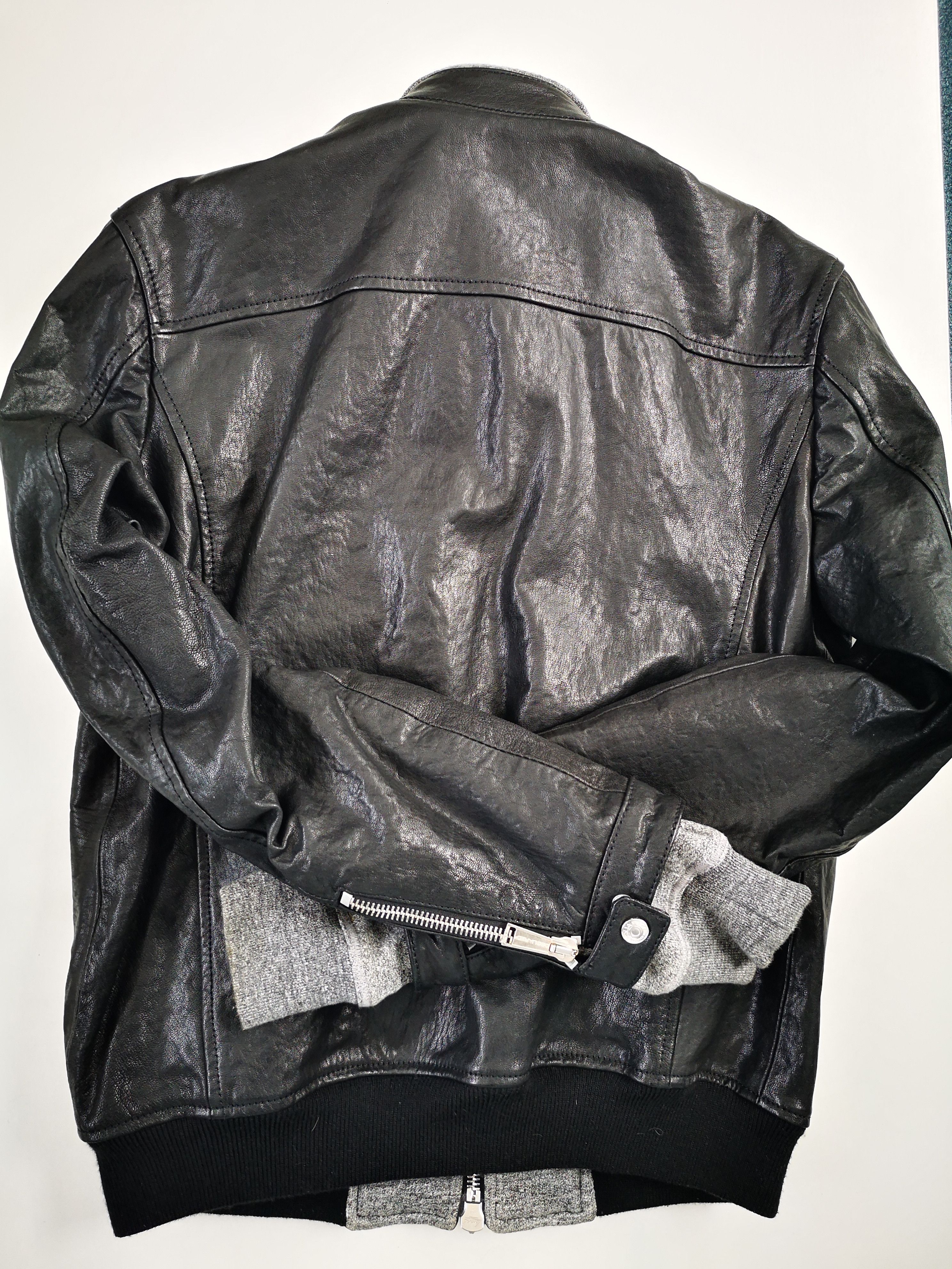 Dsquared2 DSQUARED2 BLACK BIKER LEATHER JACKET GREY SLEEVES SZ. M Size US M / EU 48-50 / 2 - 2 Thumbnail