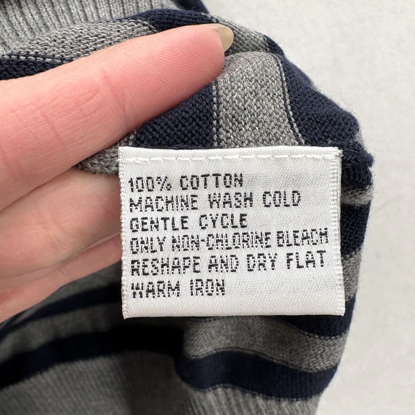 Talbots Talbots Sweater Vest Womens Large Gray Stripe V Neck 100% Cotton Knit Casual NWT Size L / US 10 / IT 46 - 5 Thumbnail
