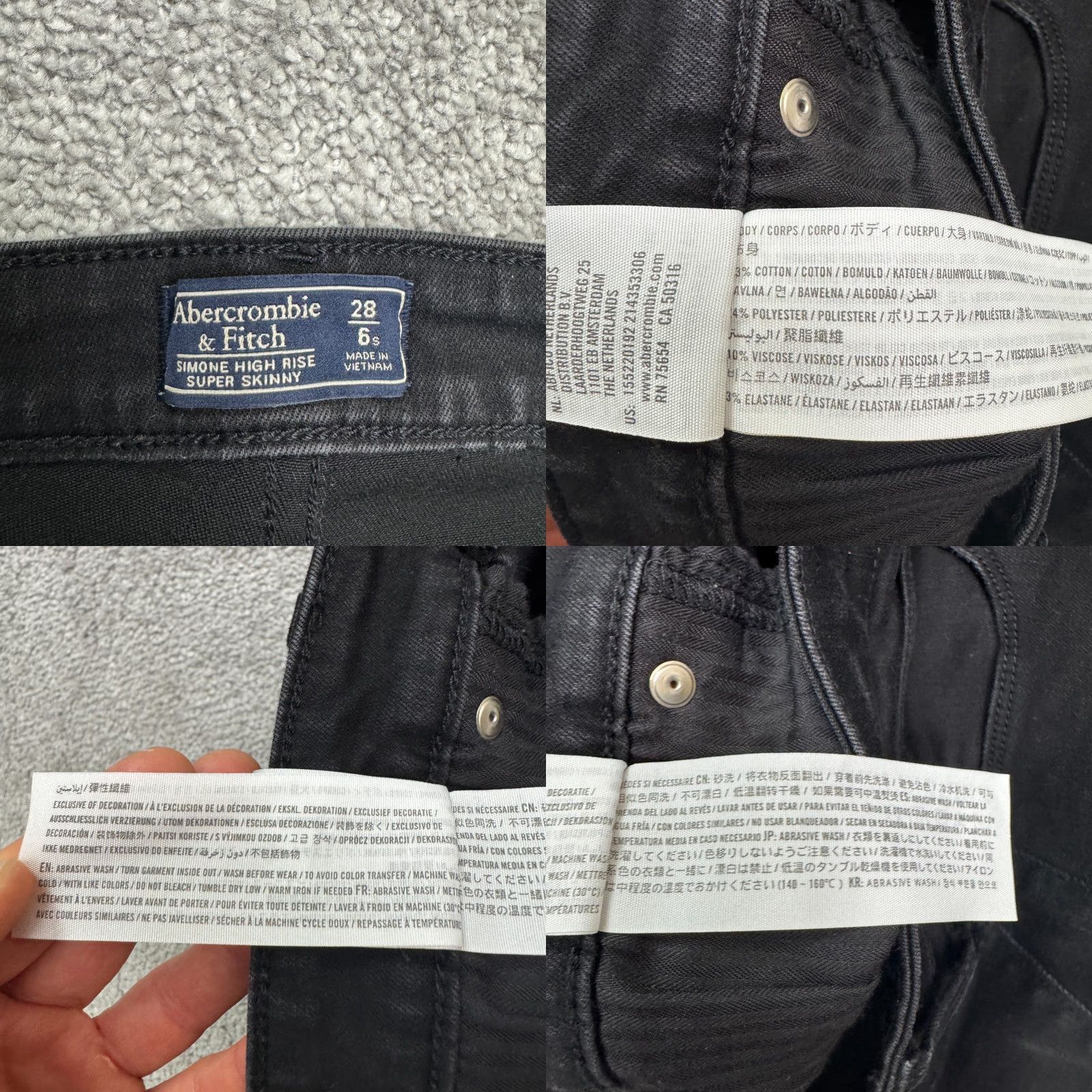 Abercrombie & Fitch Abercrombie & Fitch Jeans Womens 28 Black High Rise Skinny Denim 5-Pocket Slim Size 28" / US 6 / IT 42 - 8 Thumbnail