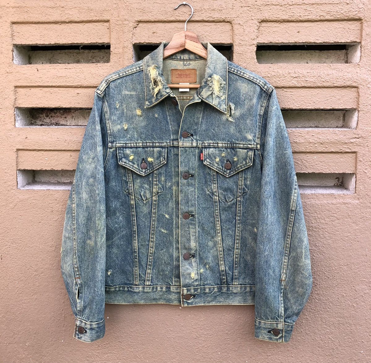 Levi's Vintage Clothing Vintage 80s Levis THRASHED Trucker Jacket Made In USA 🇺🇸 Size US M / EU 48-50 / 2 - 1 Thumbnail
