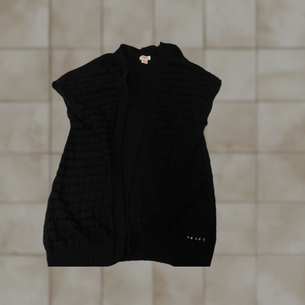 Mossimo Mossimo Womens Sweater Cardigan XS Black Open Chest Mock Neck Short Sleeve Zip Button Knit Polyester Cable Knit Regular Size Type Regular Womens Size XS / US 0-2 / IT 36-38 - 1 Thumbnail