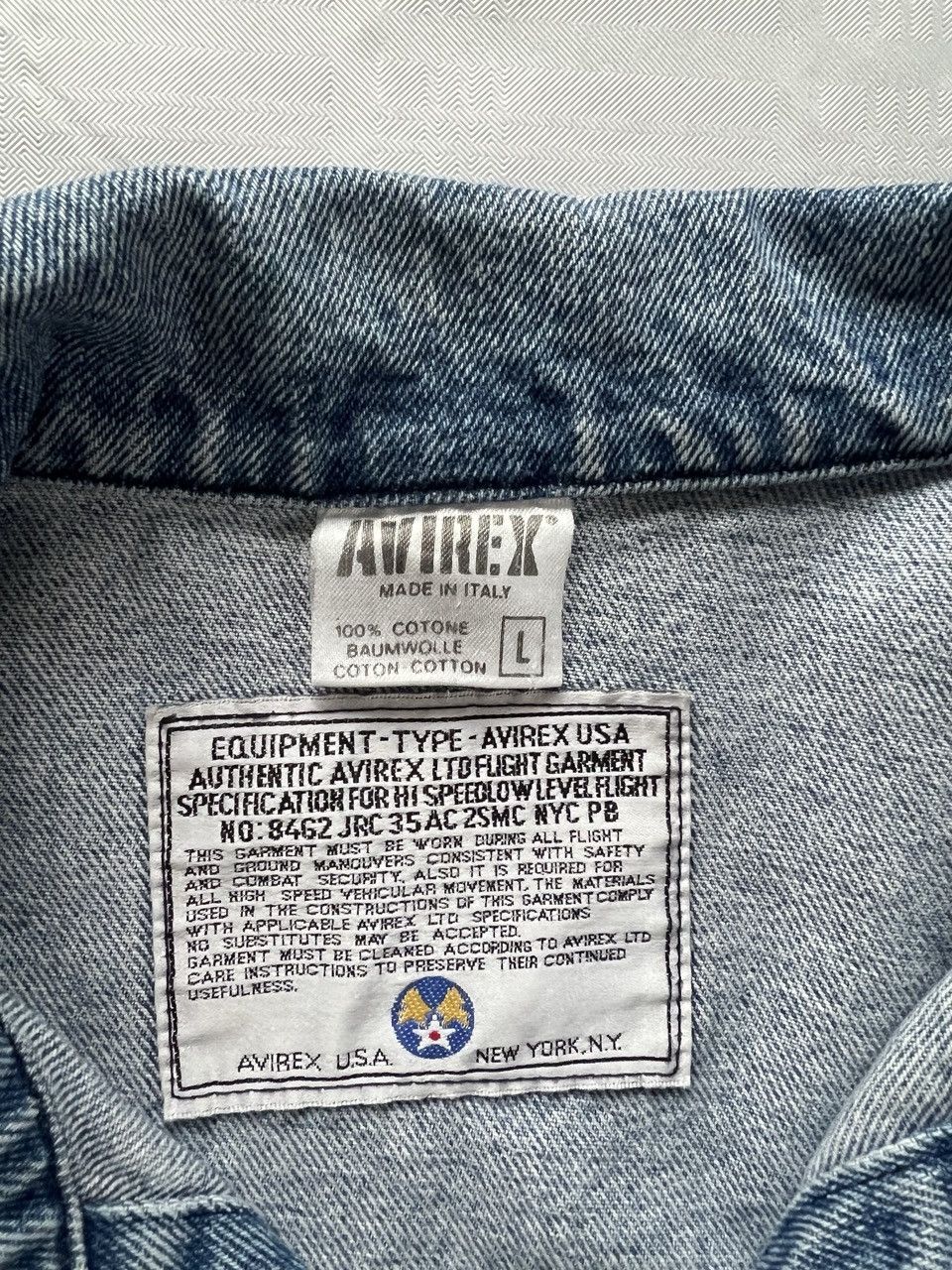 Avirex Avirex USA Made in Italy Denim Jacket – Flight Spec – Size L Size US L / EU 52-54 / 3 - 4 Thumbnail