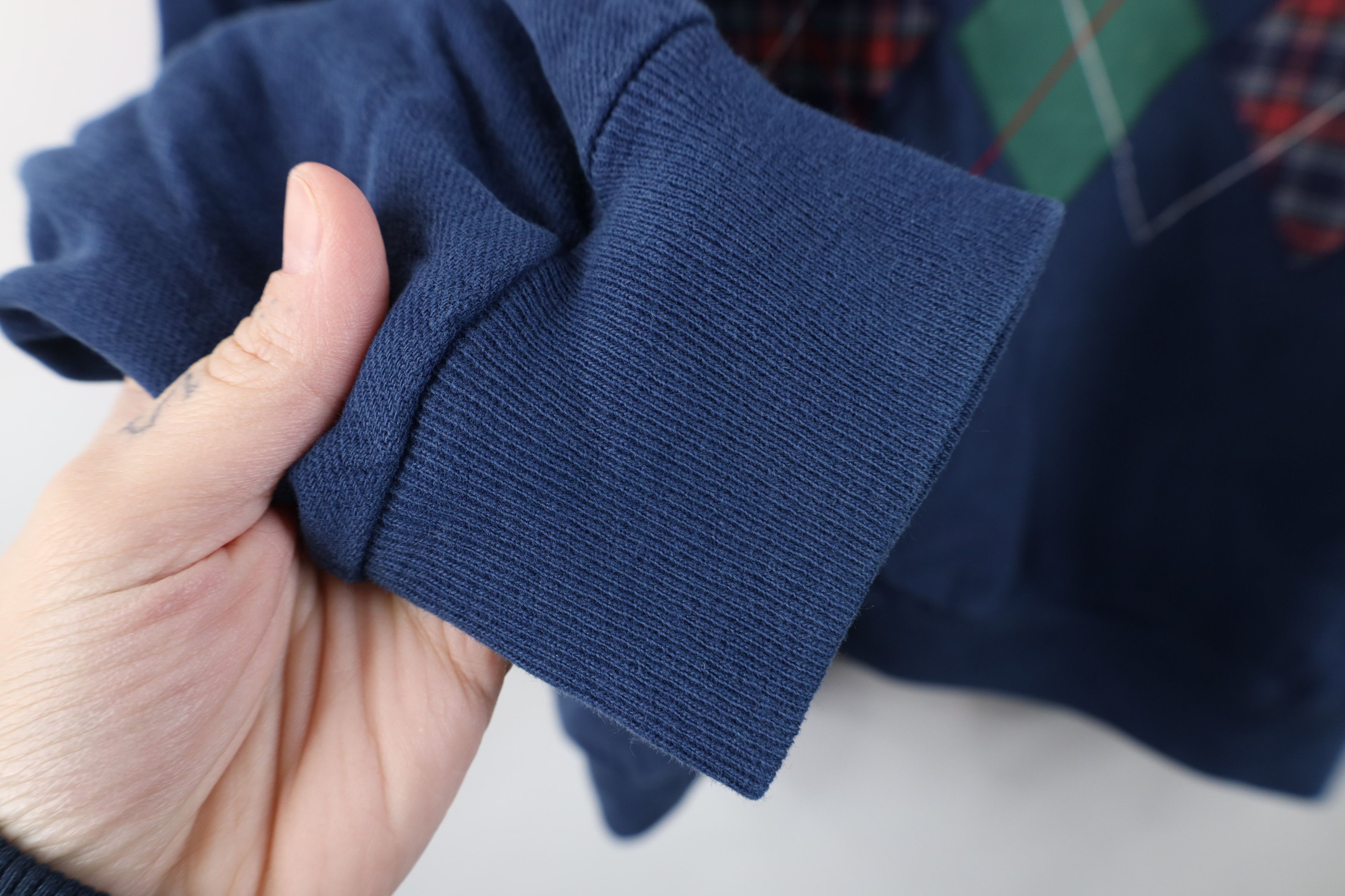 Vintage Vintage 80s Baggy Argyle French Terry Sweatshirt Blue USA Size L / US 10 / IT 46 - 11 Thumbnail