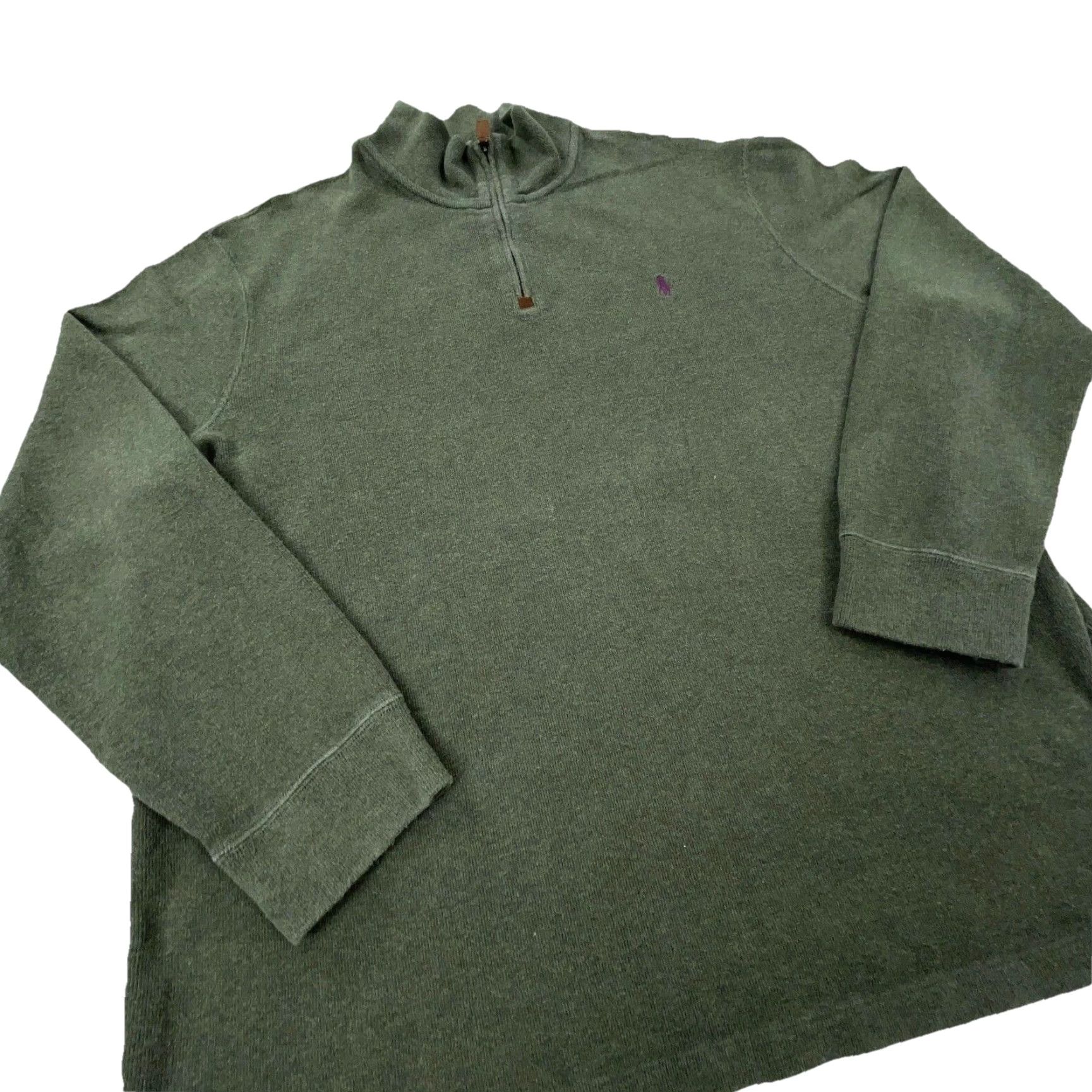 Polo Ralph Lauren Polo Ralph Lauren Sweater Men 2XL Green Purple Pullover Quarter Zip Zip Sweatshirt Mock Neck Size US XXL / EU 58 / 5 - 5 Thumbnail