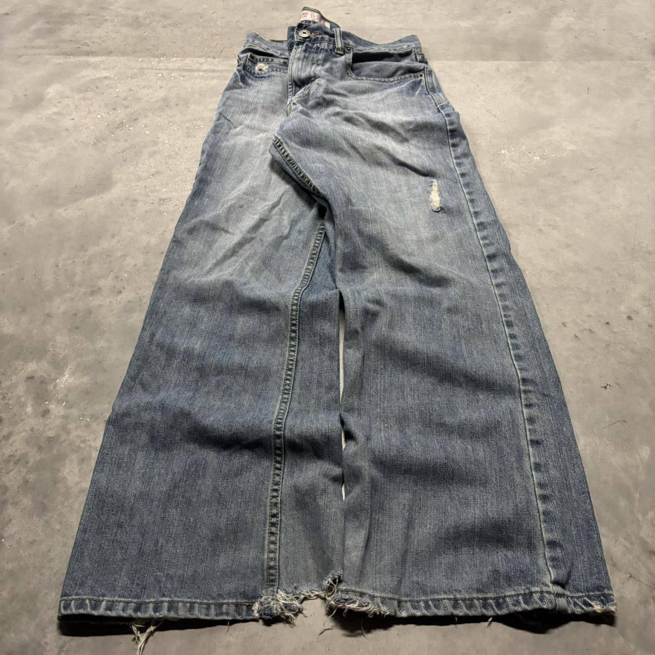 Japanese Brand × Vintage Crazy Vintage Y2K/2000s Grunge Medium Wash Bootcut Skater Denim Jeans! Size US 32 / EU 48 - 3 Thumbnail