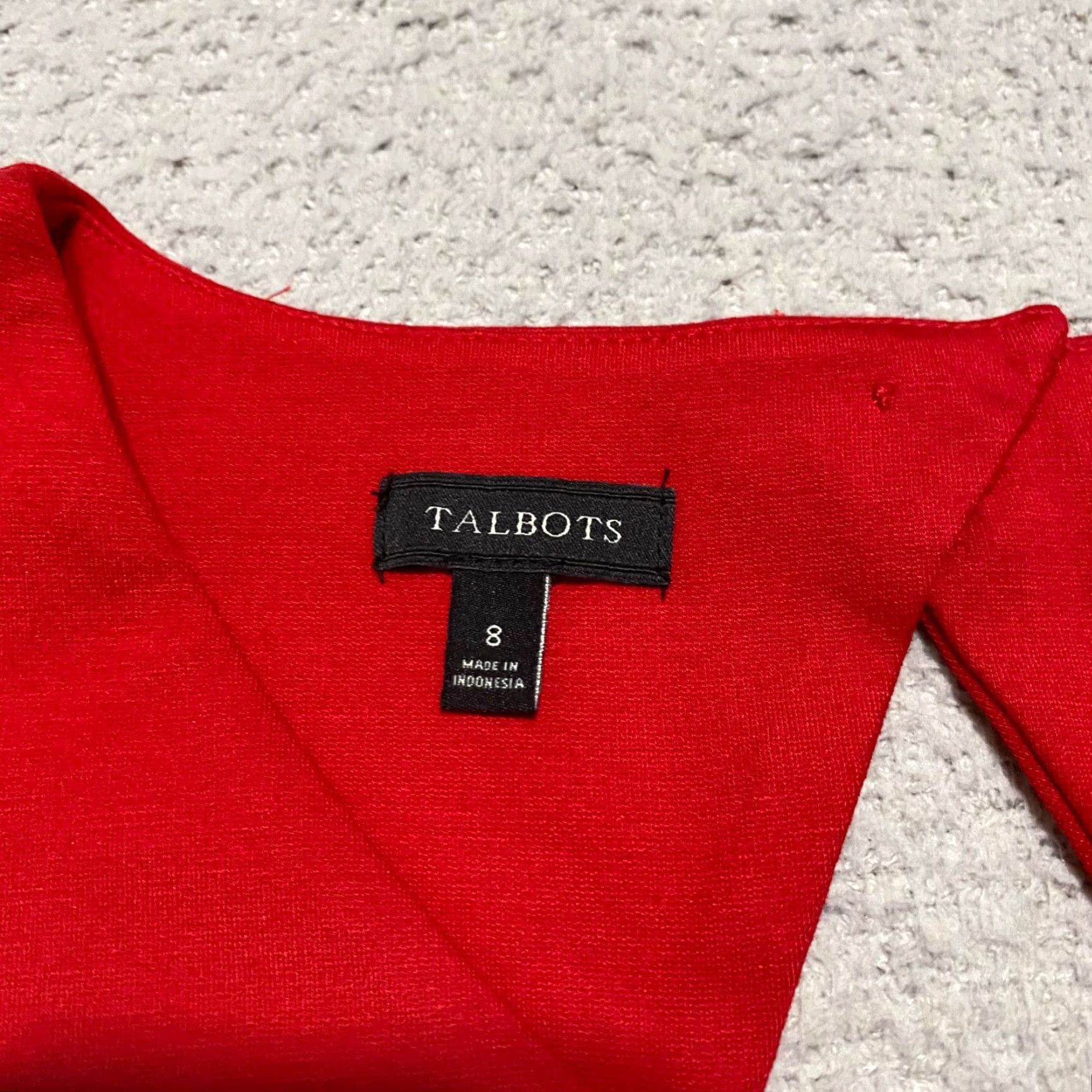 Talbots Talbots Womens Dress 8 Red Sleeveless V-Neck Knee Length Solid Pockets Sheath Nylon Rayon Spandex Size M / US 6-8 / IT 42-44 - 3 Thumbnail