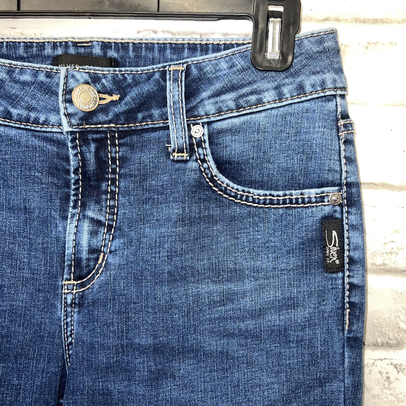 Silver Jeans Co. VINTAGE Silver Jeans Co Avery Slim Boot Blue Jeans Womens 29x31 Slimming Bootcut Metal Theme 90s Womens Size 29" - 2 Thumbnail