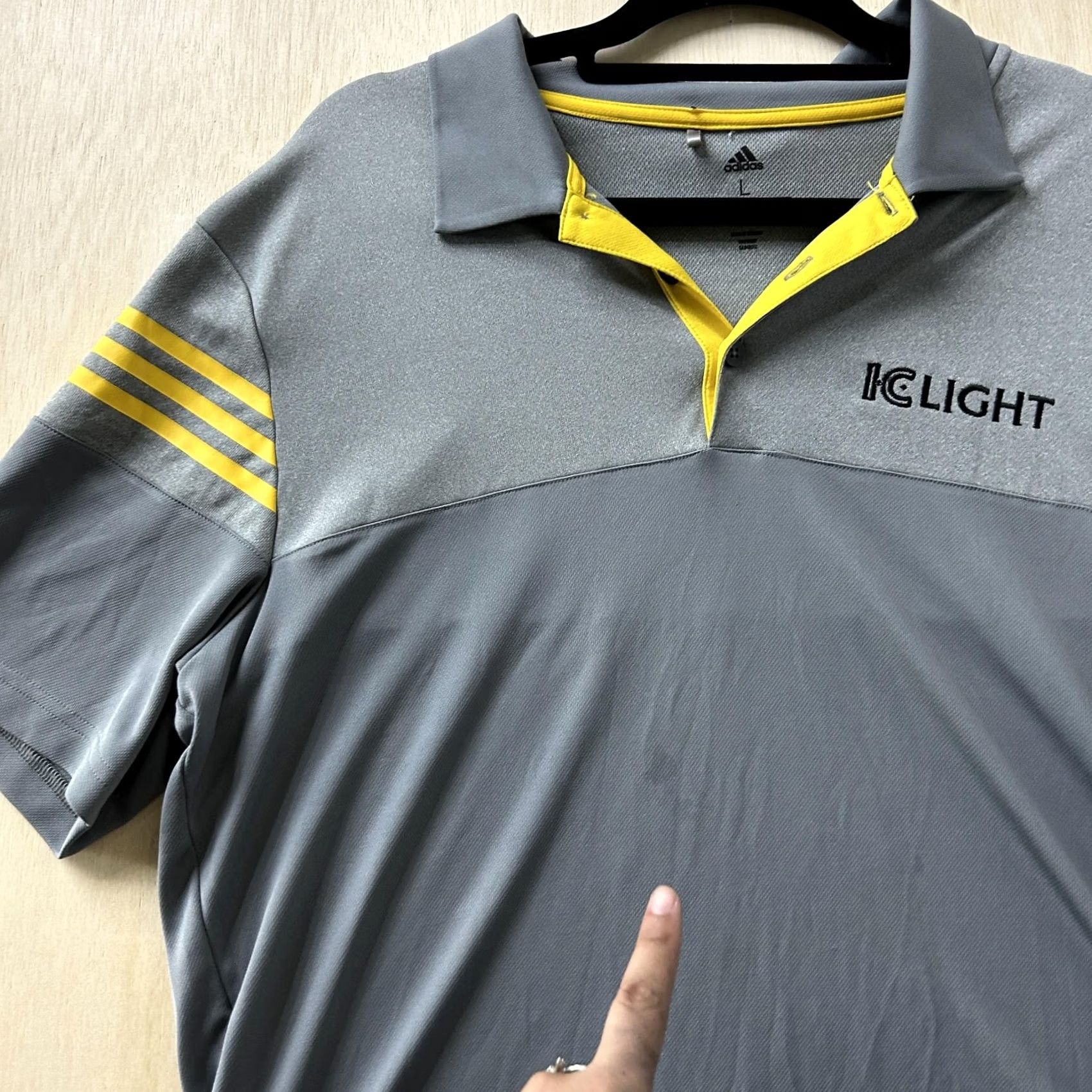 Adidas Adidas Golf Polo Shirt Mens Large Gray IC Light Beer 3 Stripe Short Sleeve Top Size US L / EU 52-54 / 3 - 3 Thumbnail