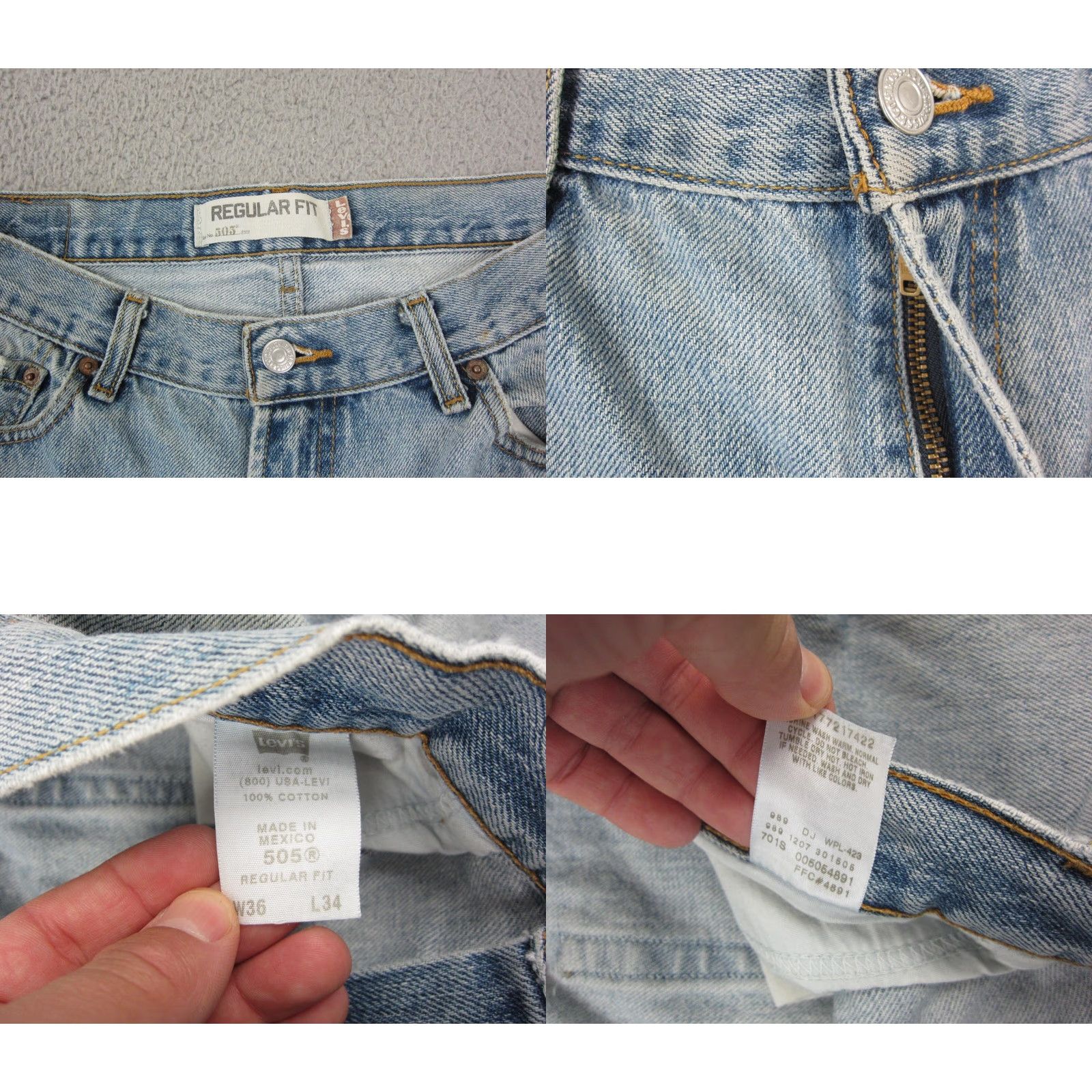Levi's VINTAGE Levi's Jeans 36x34 Blue 505 Distressed Denim Mens Regular Zip Button 5-Pocket Y2K 90s Category: Jeans Size US 36 / EU 52 - 9 Thumbnail