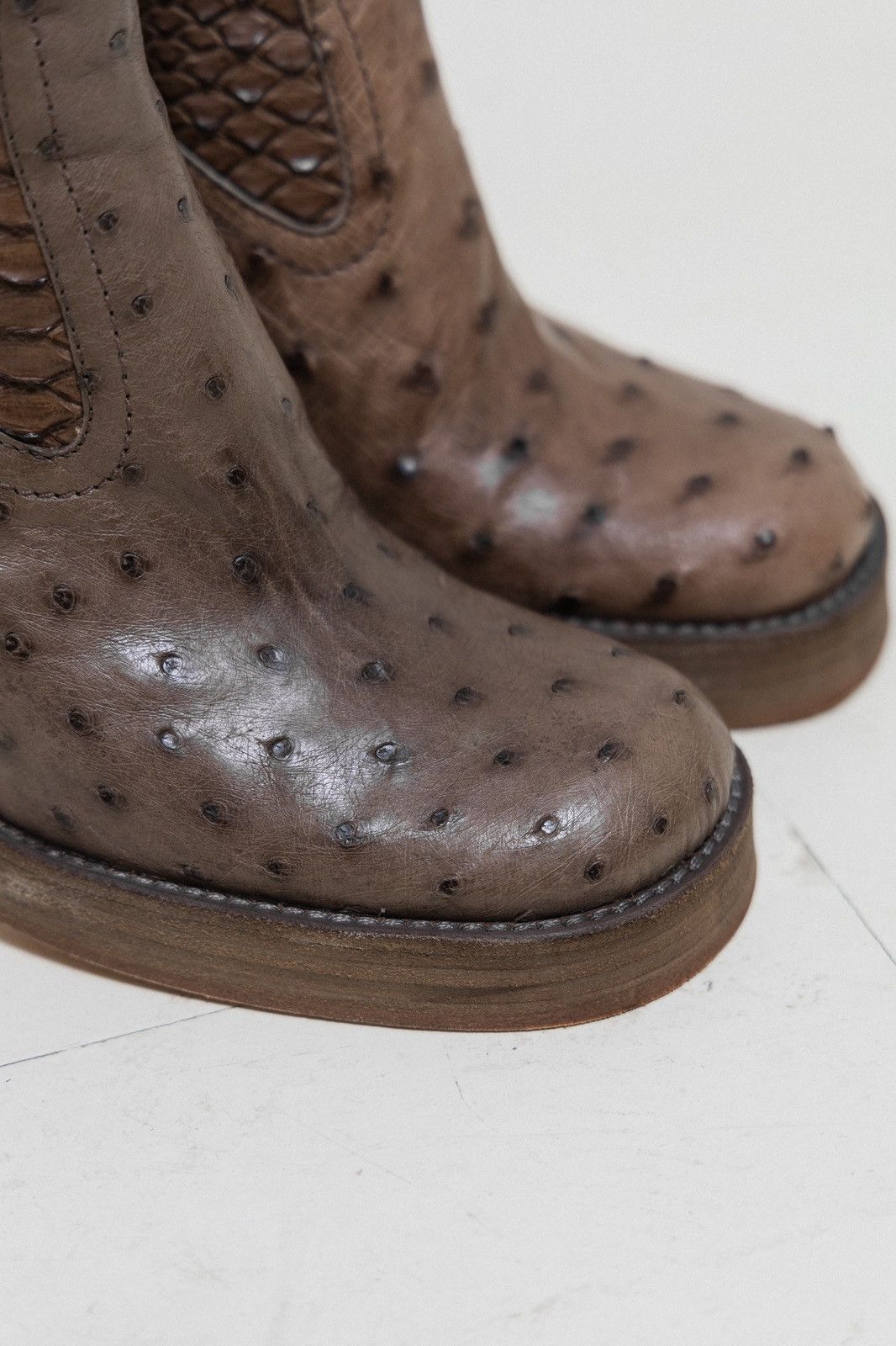 Revillon RICK OWENS x REVILLON - FW04 Python & ostrich leather boots Size US 6 / IT 36 - 2 Thumbnail
