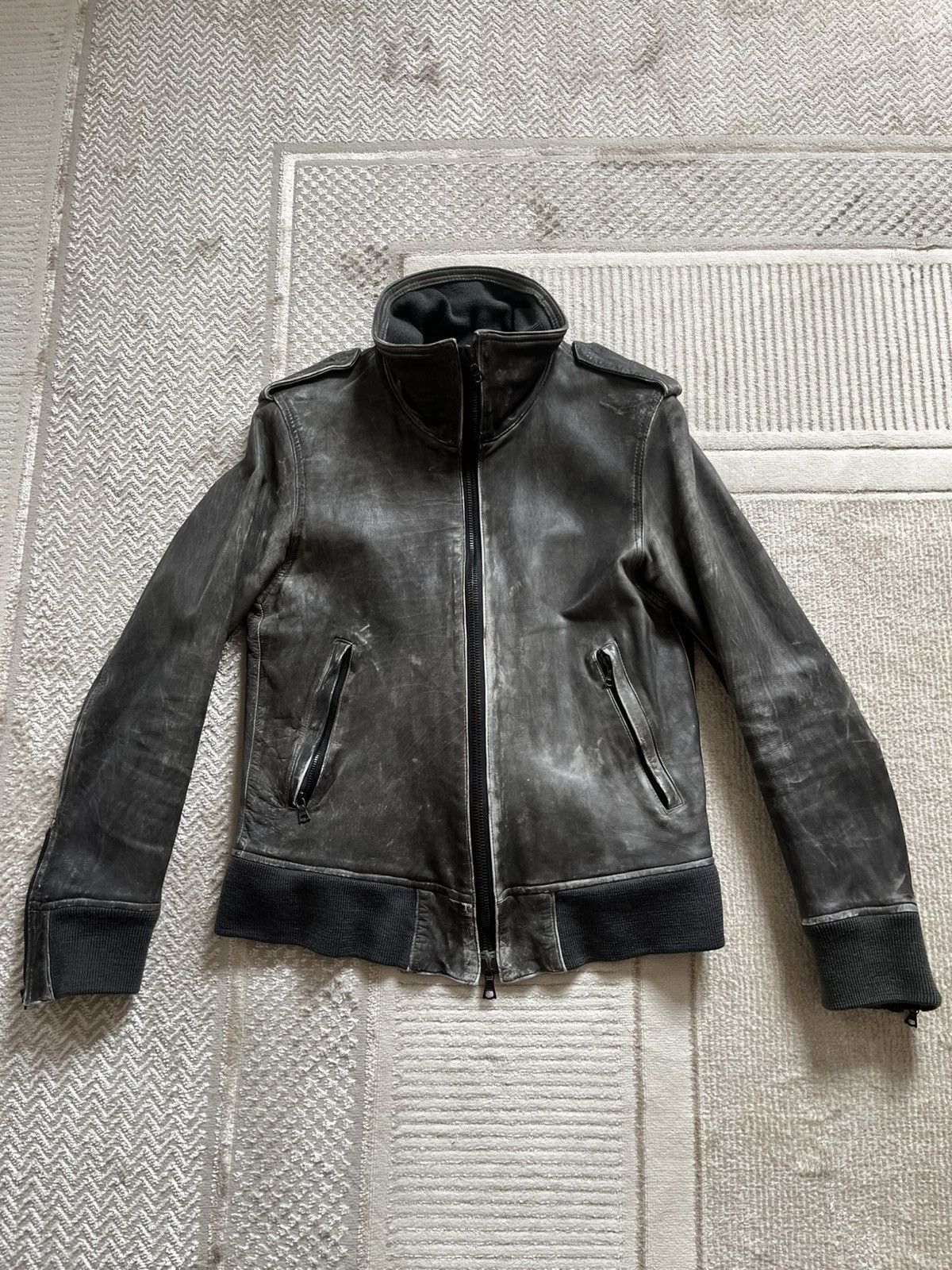 Isamu Katayama Backlash Linen/Cow Leather Moto Rider Jacket | Grailed