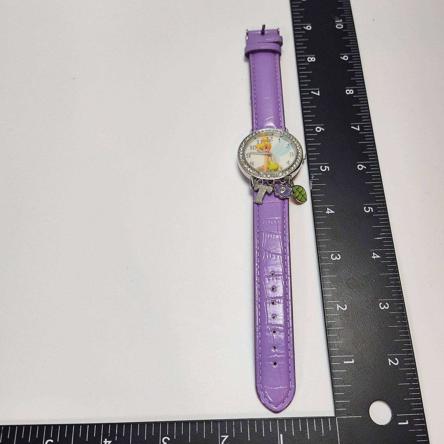Disney Disney Tinker Bell Charm Watch Purple Strap Rhinestone Bezel Size ONE SIZE - 5 Thumbnail