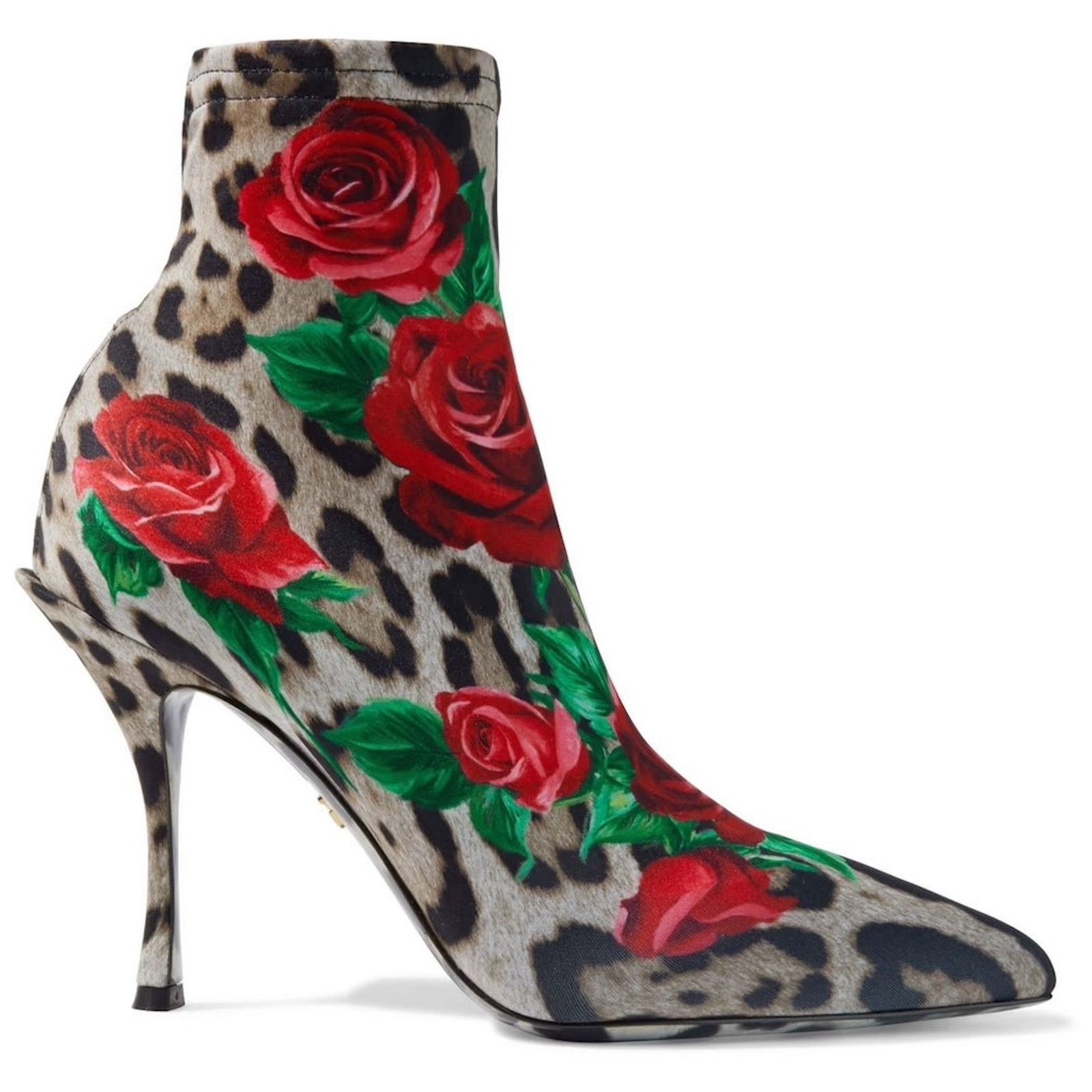 Dolce & Gabbana Dolce & Gabbana Leopard Rose Print Stretch boot Tan Red 35.5 Size US 5.5 / IT 35.5 - 1 Thumbnail