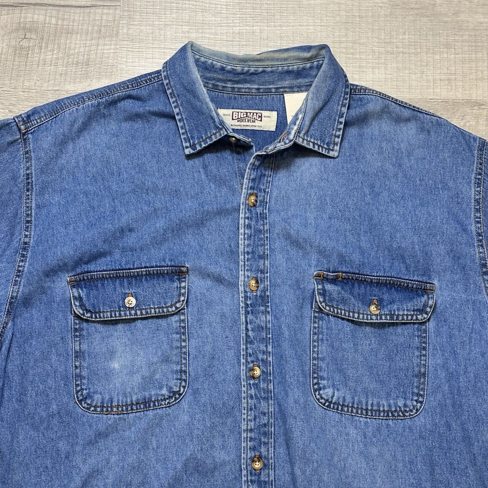 Big Mac Vintage Big Mac Shirt Mens XL Tall Denim Button Up Workwear Size US XL / EU 56 / 4 - 5 Thumbnail