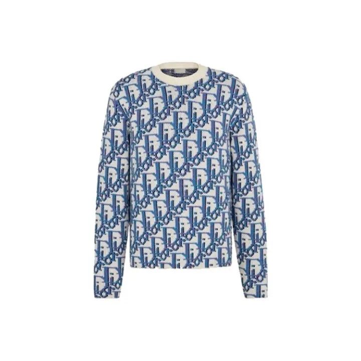 Dior Dior x Stussy Blue Long Sleeve Cashmere Sweater 0079 Size US M / EU 48-50 / 2 - 1 Thumbnail