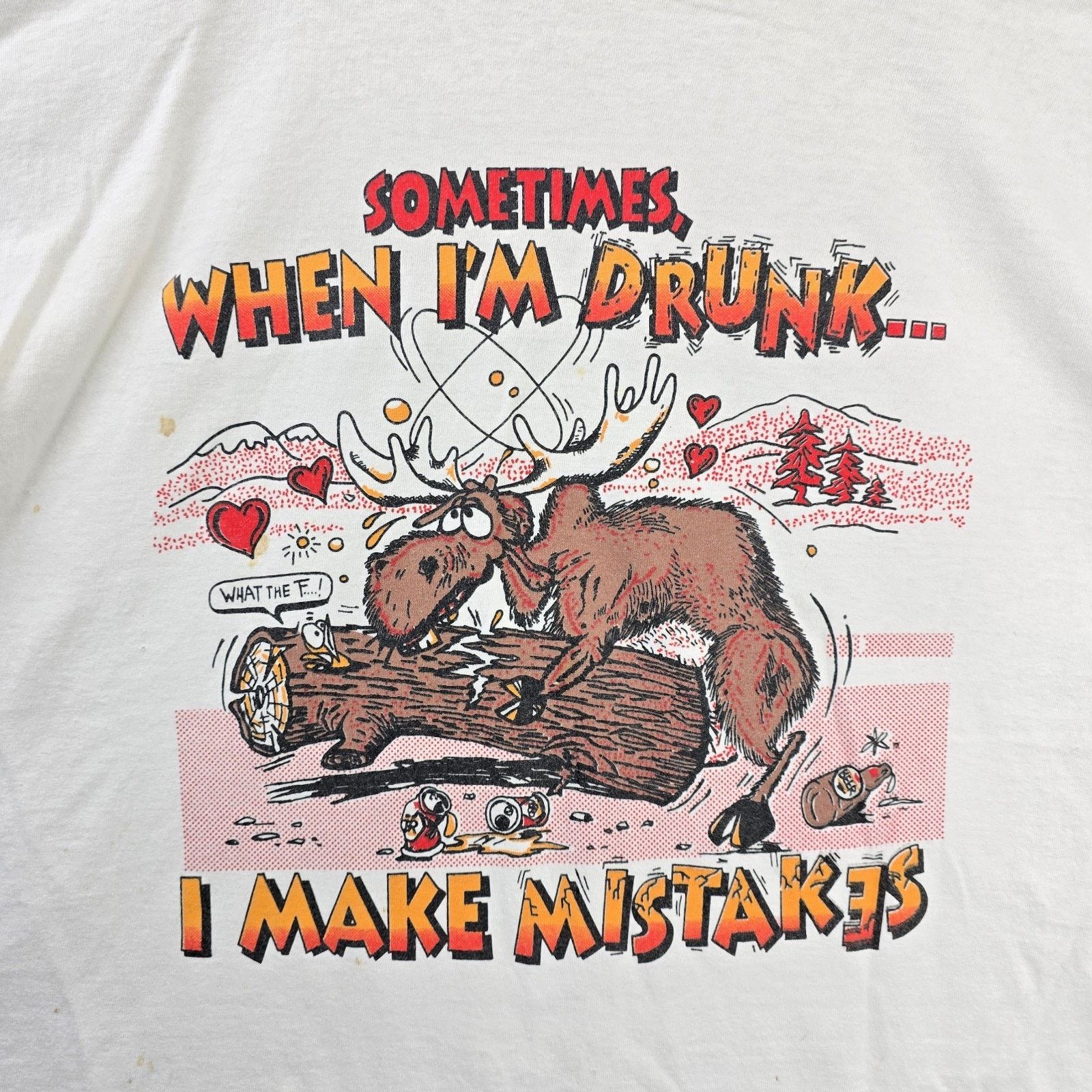 Gildan Vintage Moose Joke Shirt XL When I'm Drunk I Make Mistakes Size US XL / EU 56 / 4 - 3 Thumbnail