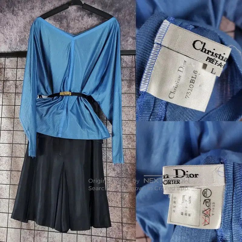Dior Christian Dior Women's Long Sleeve Top in Deep Blue . Size L / US 10 / IT 46 - 1 Thumbnail