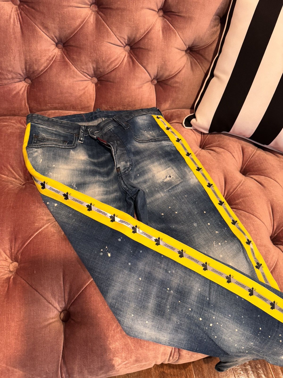 Dsquared2 dsquared2 denim jeans with yellow side tape Size US 28 / EU 44 - 2 Thumbnail