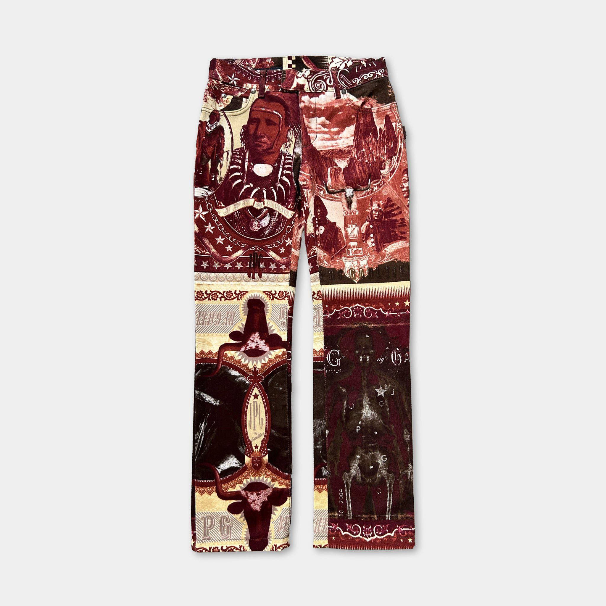 Jean Paul Gaultier Jean Paul Gaultier 2003 Native American Print Denim Size 25" / US 0 / IT 36 - 1 Thumbnail