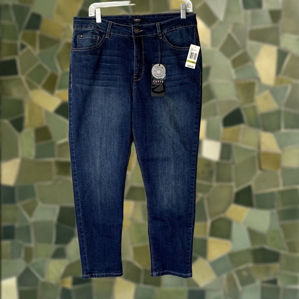 Vintage Curve Appeal Jeans Women 14 Blue Straight Leg NWT Size 36" / US 14 / IT 50 - 1 Thumbnail