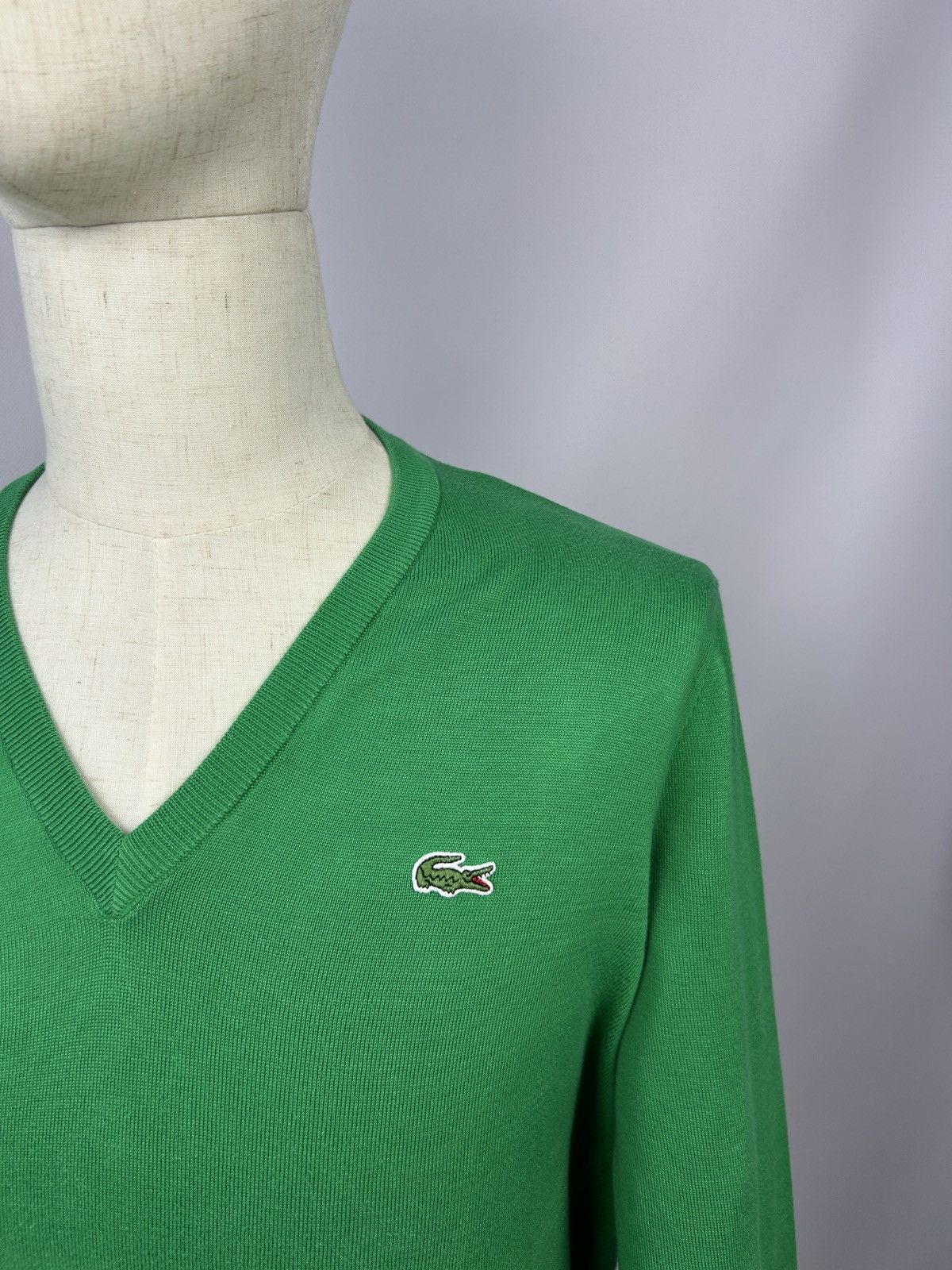 Lacoste Lacoste Live Green V-Neck Cotton Jumper Sweater Size 4 / L Size US L / EU 52-54 / 3 - 6 Thumbnail