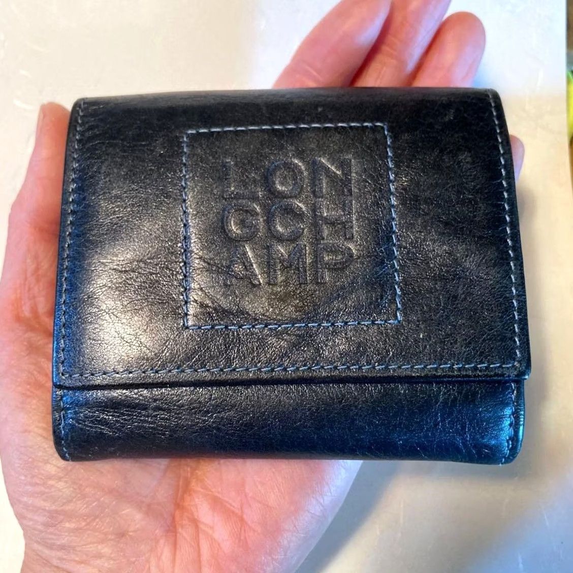 Longchamp Longchamp Wallet Mini Dark Blue Cowhide Tri-Fold Compact Limited Edition VHTF De Size ONE SIZE - 8 Thumbnail