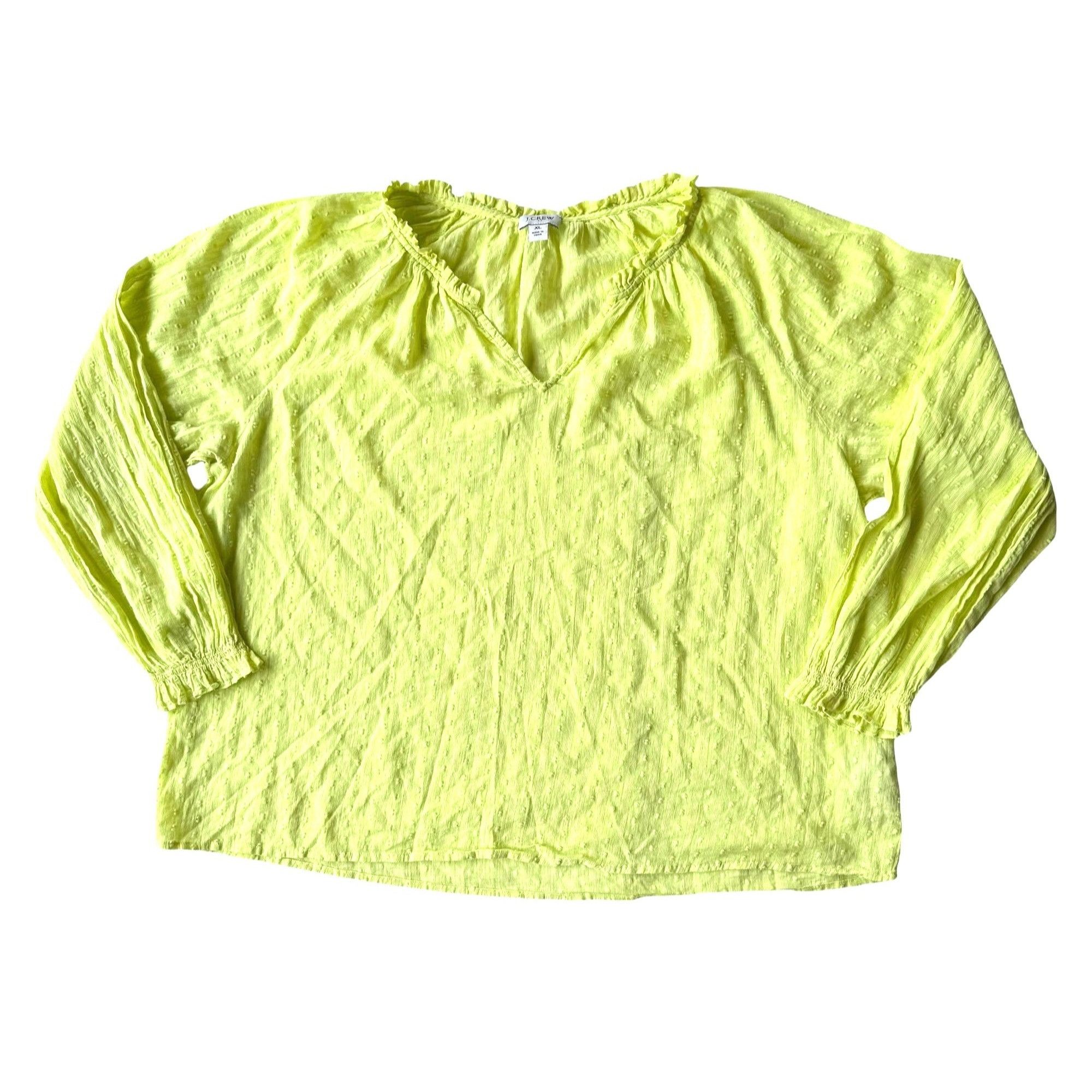 Designer J Crew Blouse XL Yellow Swiss Dot V Neck Long Dolman Style S Size XL / US 12-14 / IT 48-50 - 9 Thumbnail