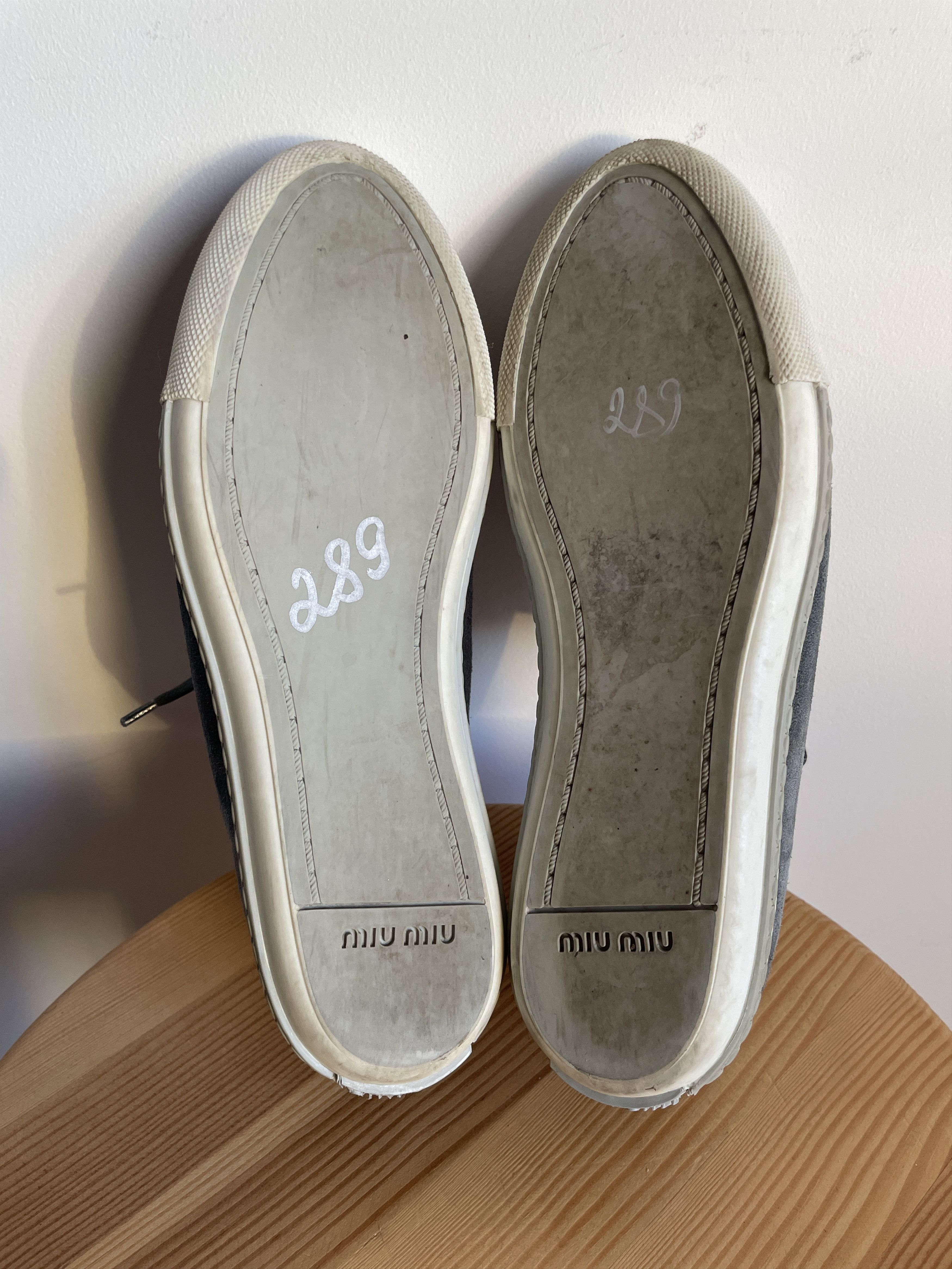 Miu Miu Miu Miu Grey Suede Studded Cap Toe Womens Sneakers Size US 7.5 / IT 37.5 - 8 Thumbnail