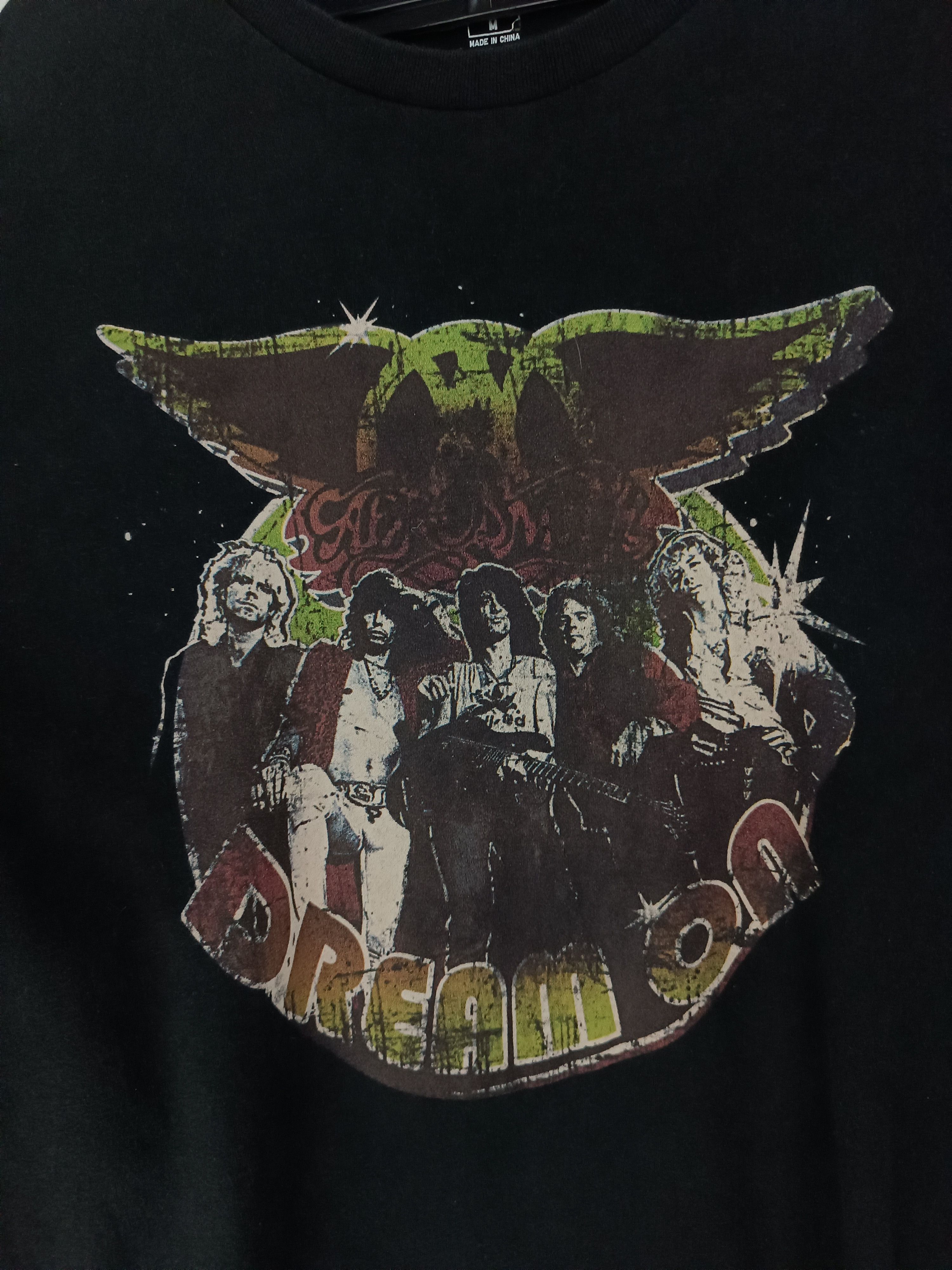 Band Tees THRASHED FADED VINTAGE AEROSMITH DREAM ON kiss bon jovi gnr Size US M / EU 48-50 / 2 - 9 Thumbnail