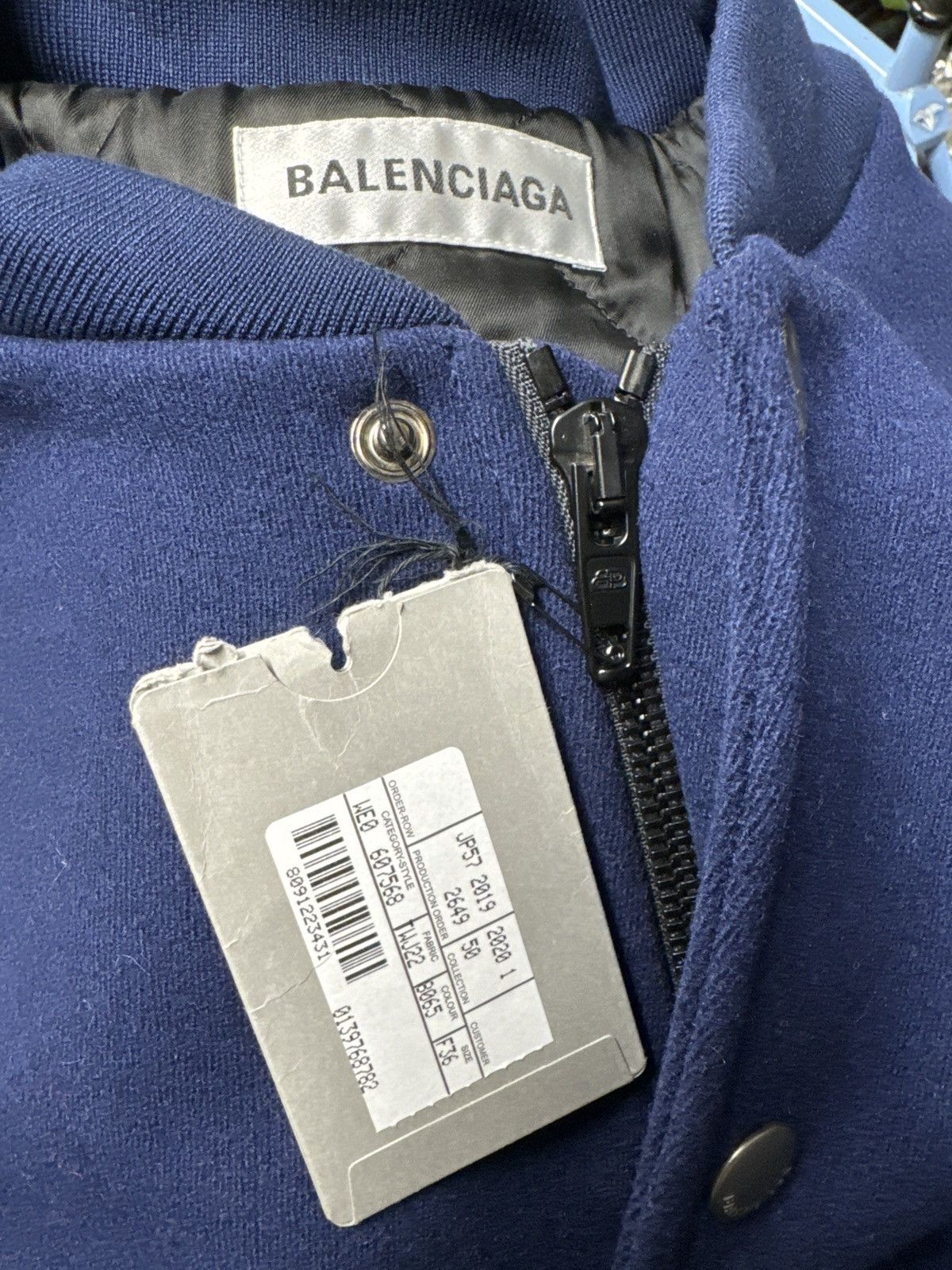 Balenciaga Balenciaga Navy Wool & Leather Varsity College Jacket Size US XL / EU 56 / 4 - 5 Thumbnail