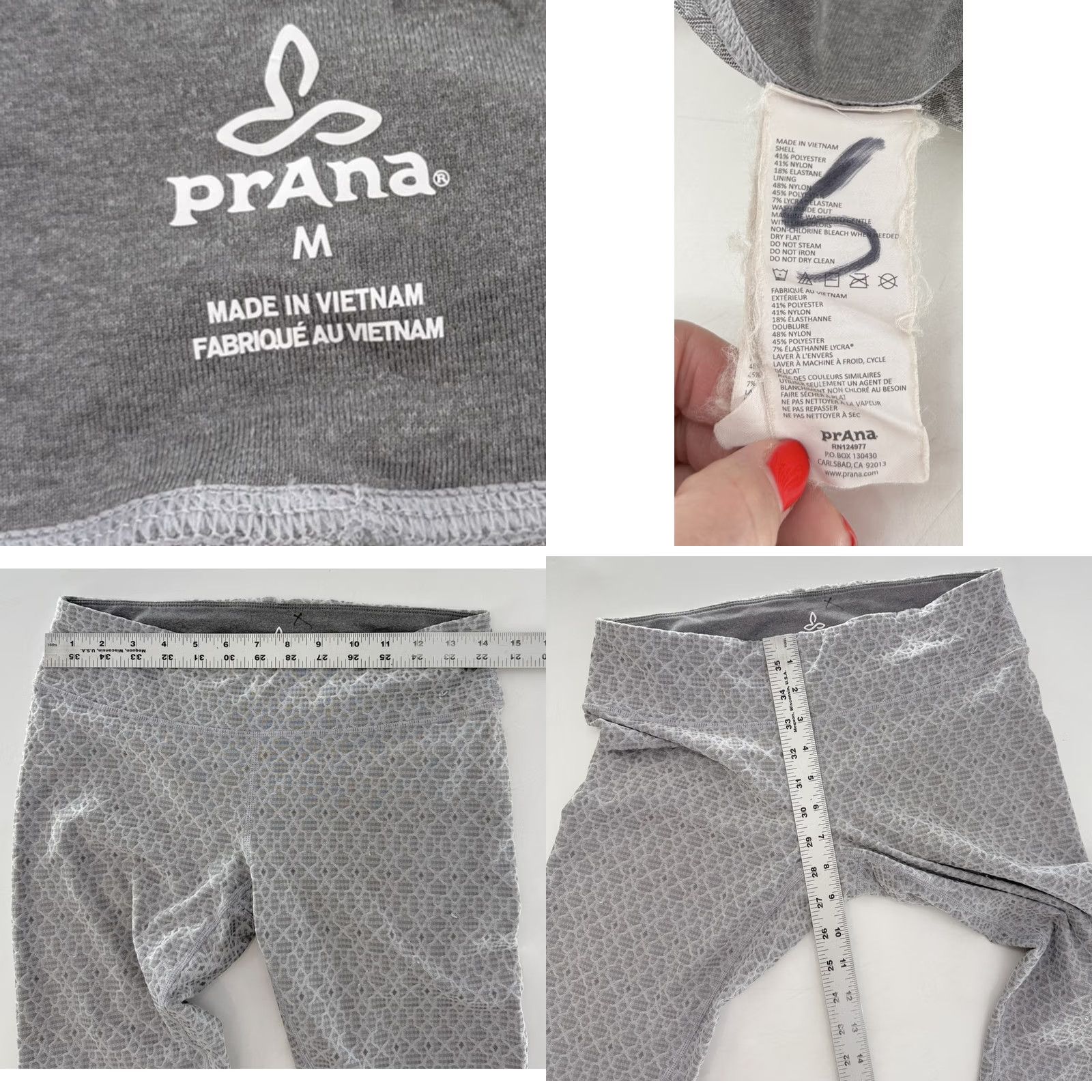 Prana prAna Gray Textured Patterned Cropped Capri Yoga Pants Activewear Sz M Boho Women Size 32" / US 10 / IT 46 - 8 Thumbnail
