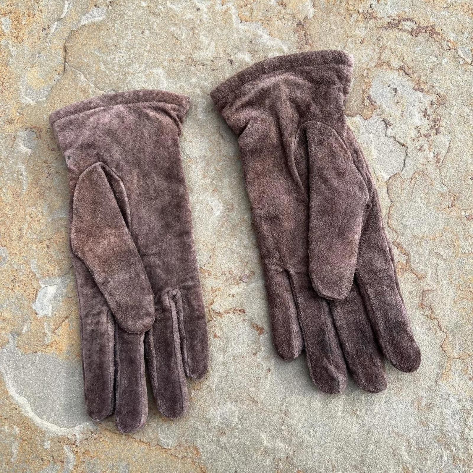 Other Y2K Brown Suede Leather Gloves Size ONE SIZE - 3 Thumbnail