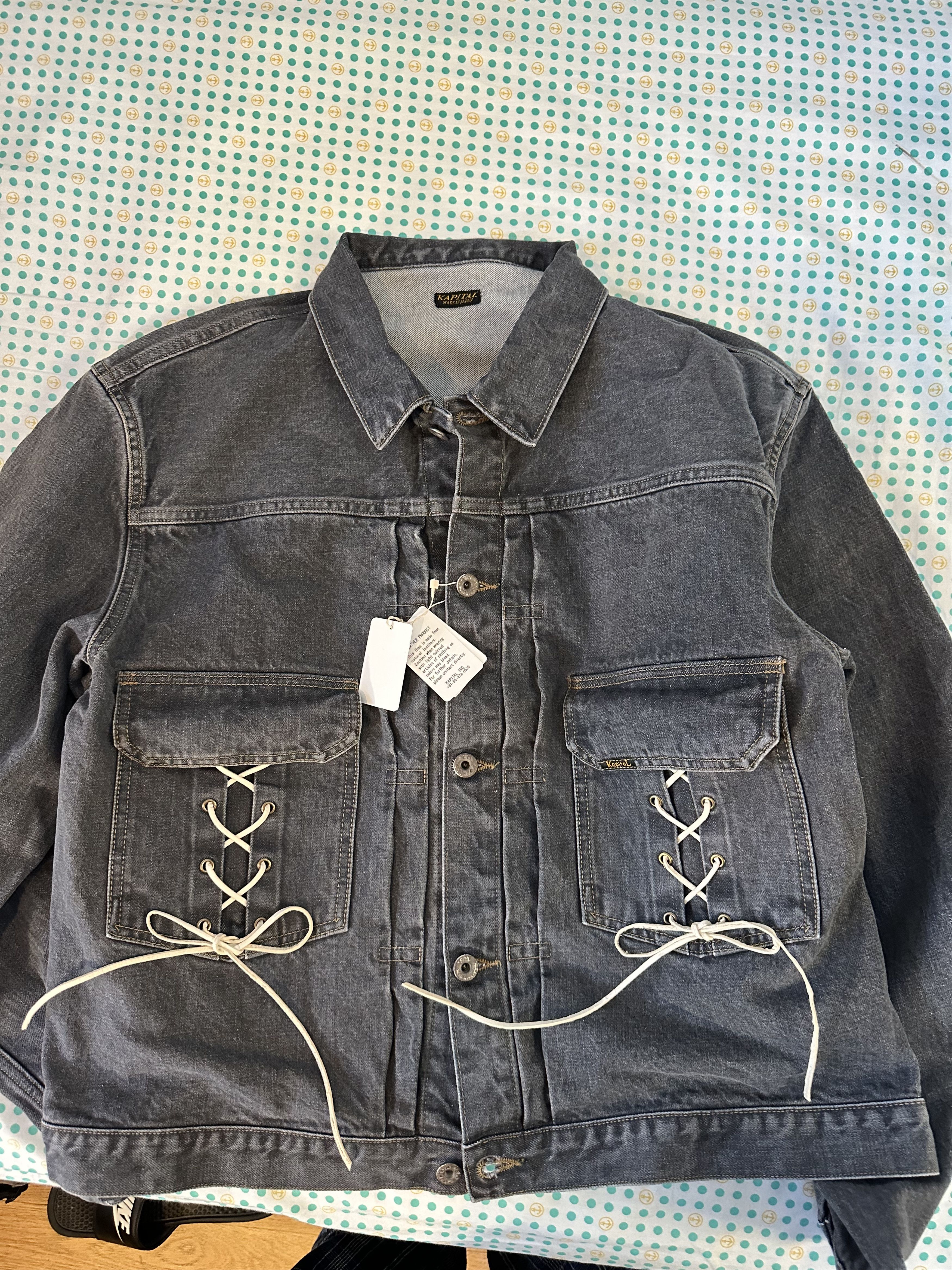 Kapital Kapital 14oz Black Denim Lace-Up Jacket Size US L / EU 52-54 / 3 - 5 Thumbnail