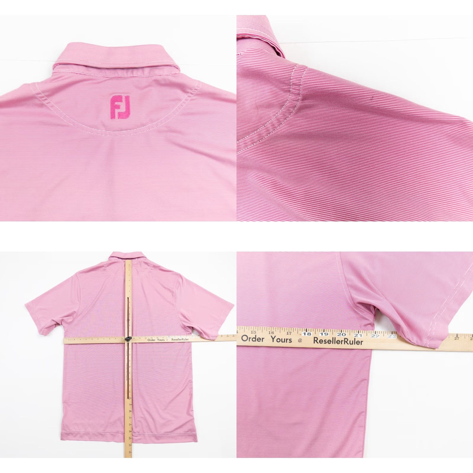 Footjoy FootJoy Men Polo Shirt M Pink Striped Short Sleeve Golf Casual Solid Color Logo Embroidered 2010s Mens Size US M / EU 48-50 / 2 - 8 Thumbnail