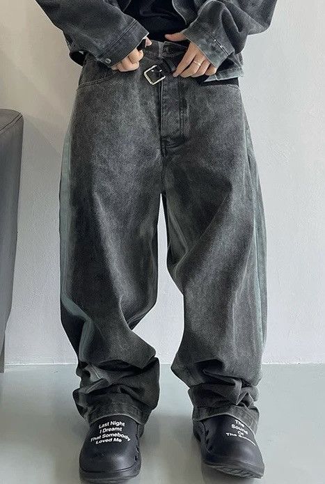Japanese Brand × Vintage Avant garde acid wash faded baggy loose pants Size US 33 - 2 Thumbnail